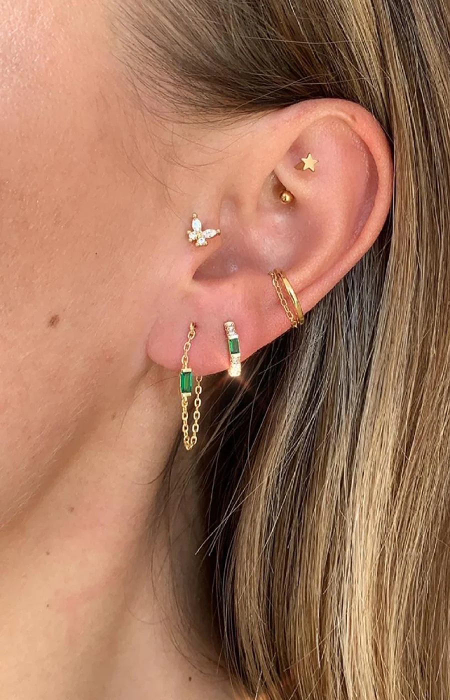 Boucle d'oreille - Green Dream - Laiton plaqué argent 10 microns