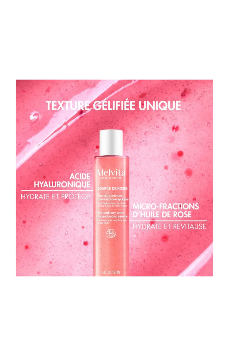 Eau extraordinaire hydra-repulpante - Source de Roses - Acide hyaluronique - 150 ml - Image 2