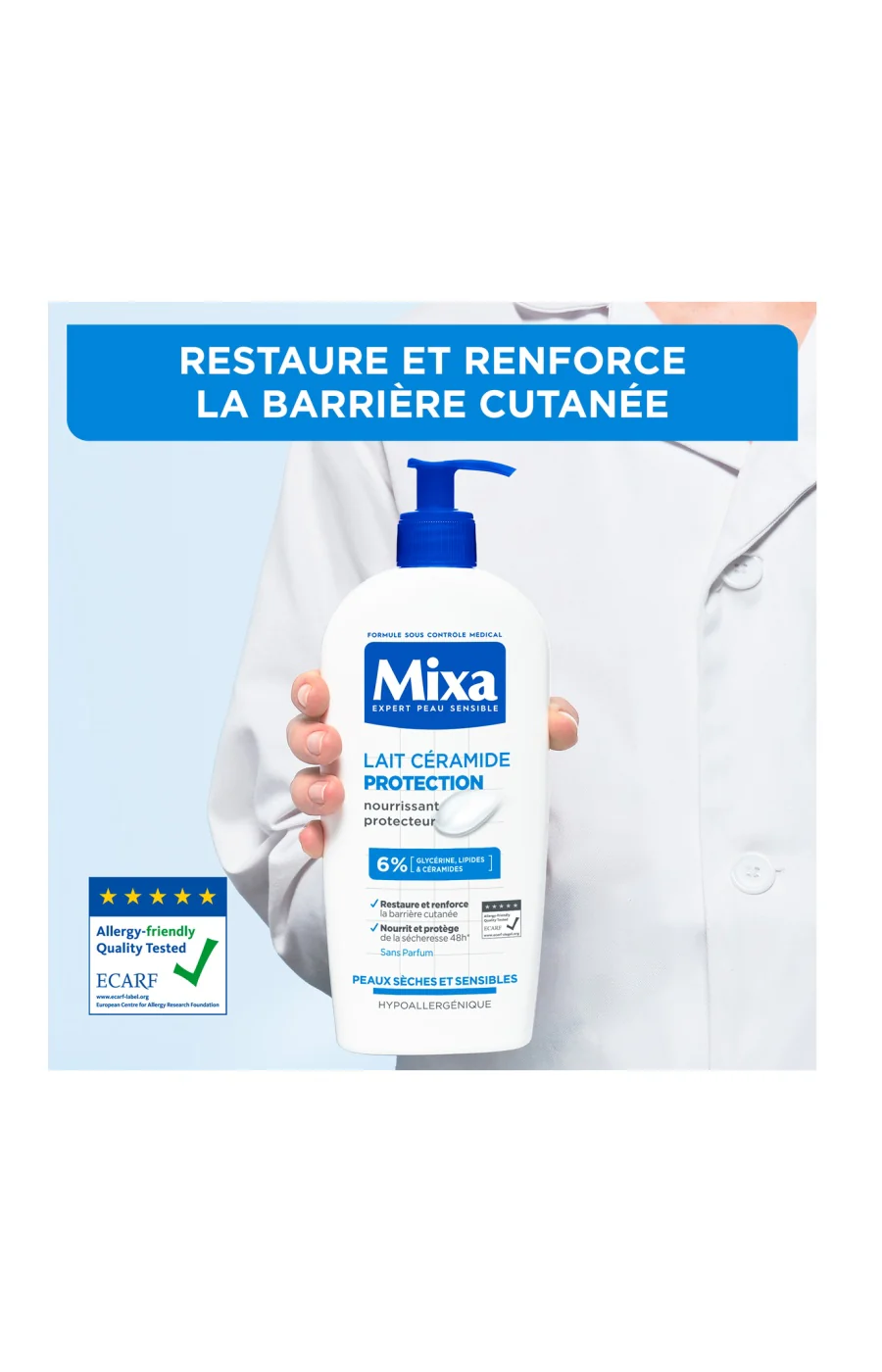 Lait nourrissant protecteur - Céramides & glycérine - Peaux sèches & sensibles - 250 ml