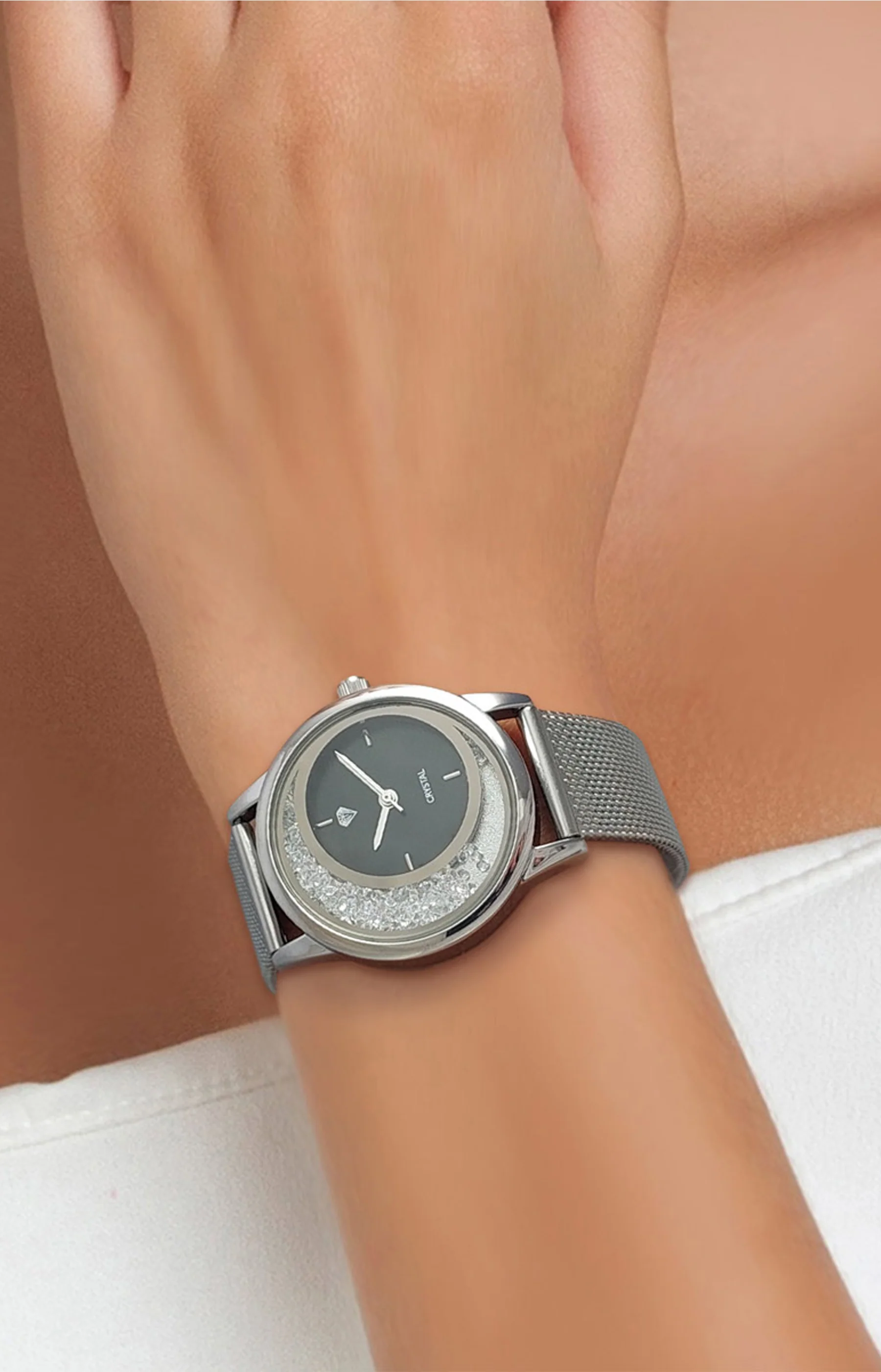Montre - Laiton & cristaux - Argenté - Image 3