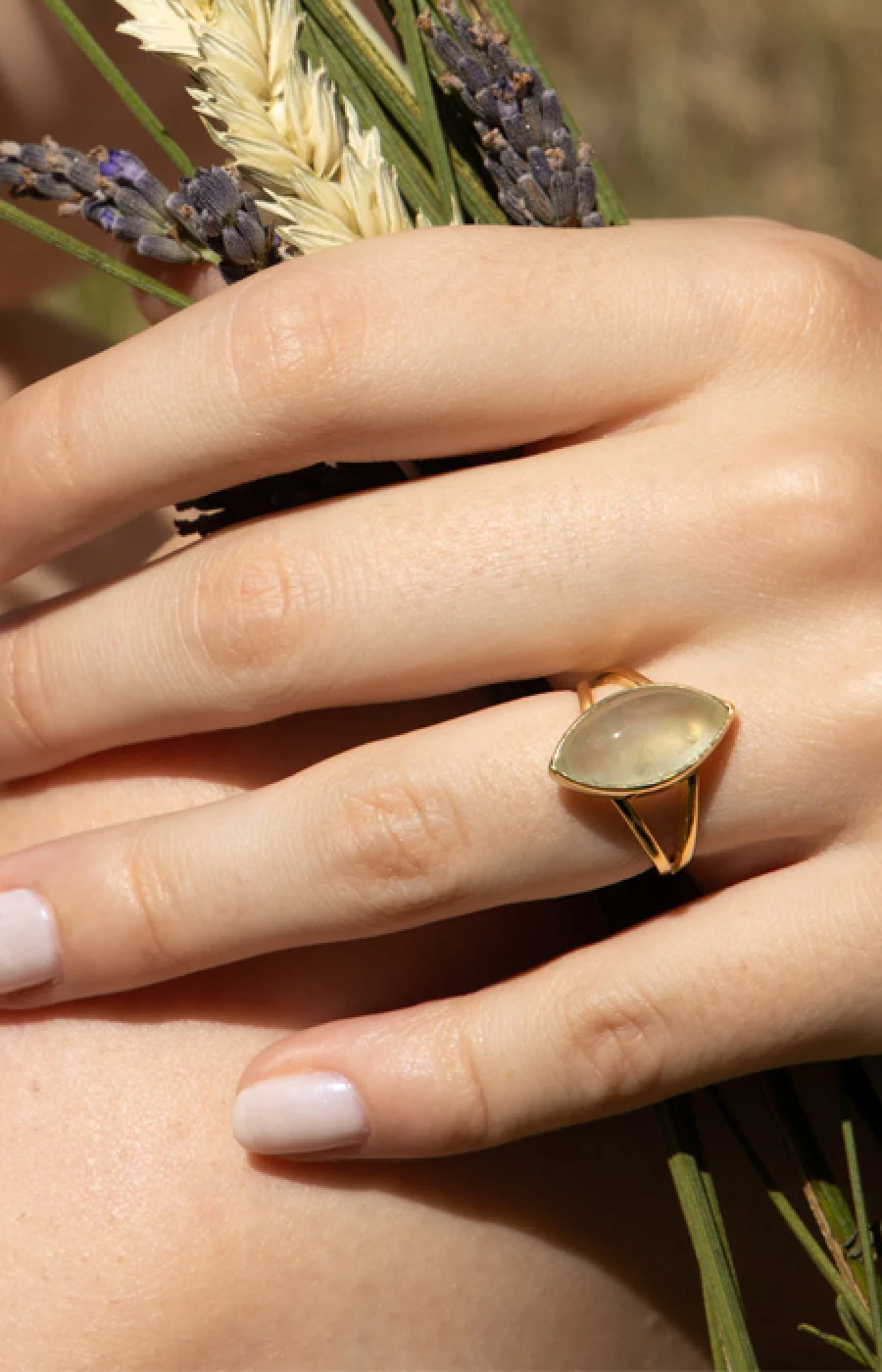 Bague Victoire - Laiton doré & préhnite - Image 2