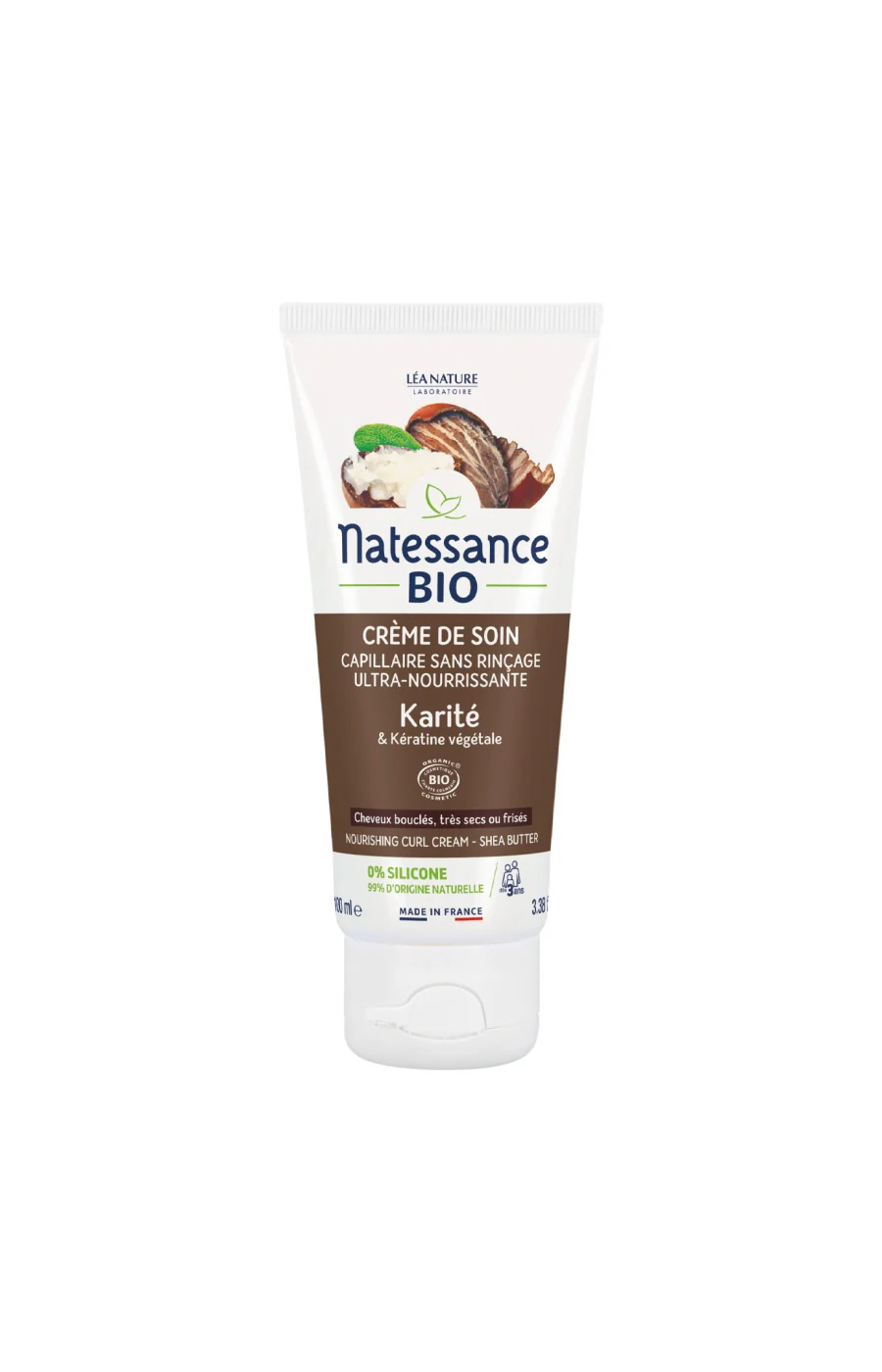 Crème ultra-nourrissante sans rinçage bio - Karité - Cheveux crépus ou frisés - 100 ml
