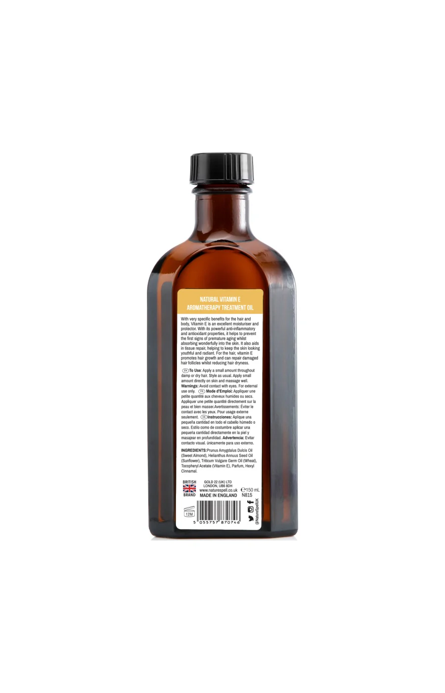 Huile multi-usages - Vitamine E - Corps & cheveux - 150 ml - Image 2