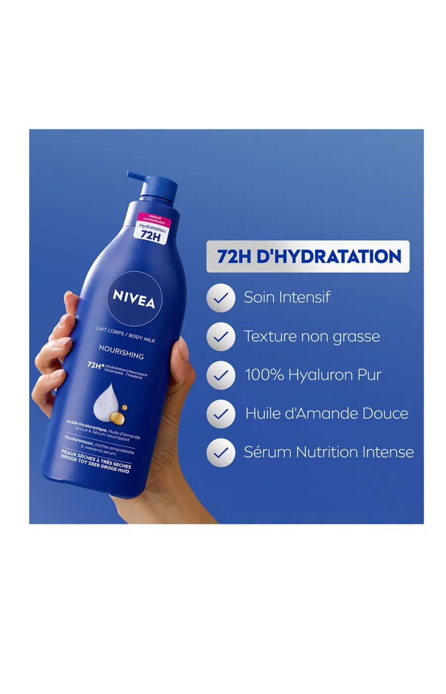 Lait corps - Hydratation intense - Huile d'amande douce - Peaux sèches - 400 ml - Image 3