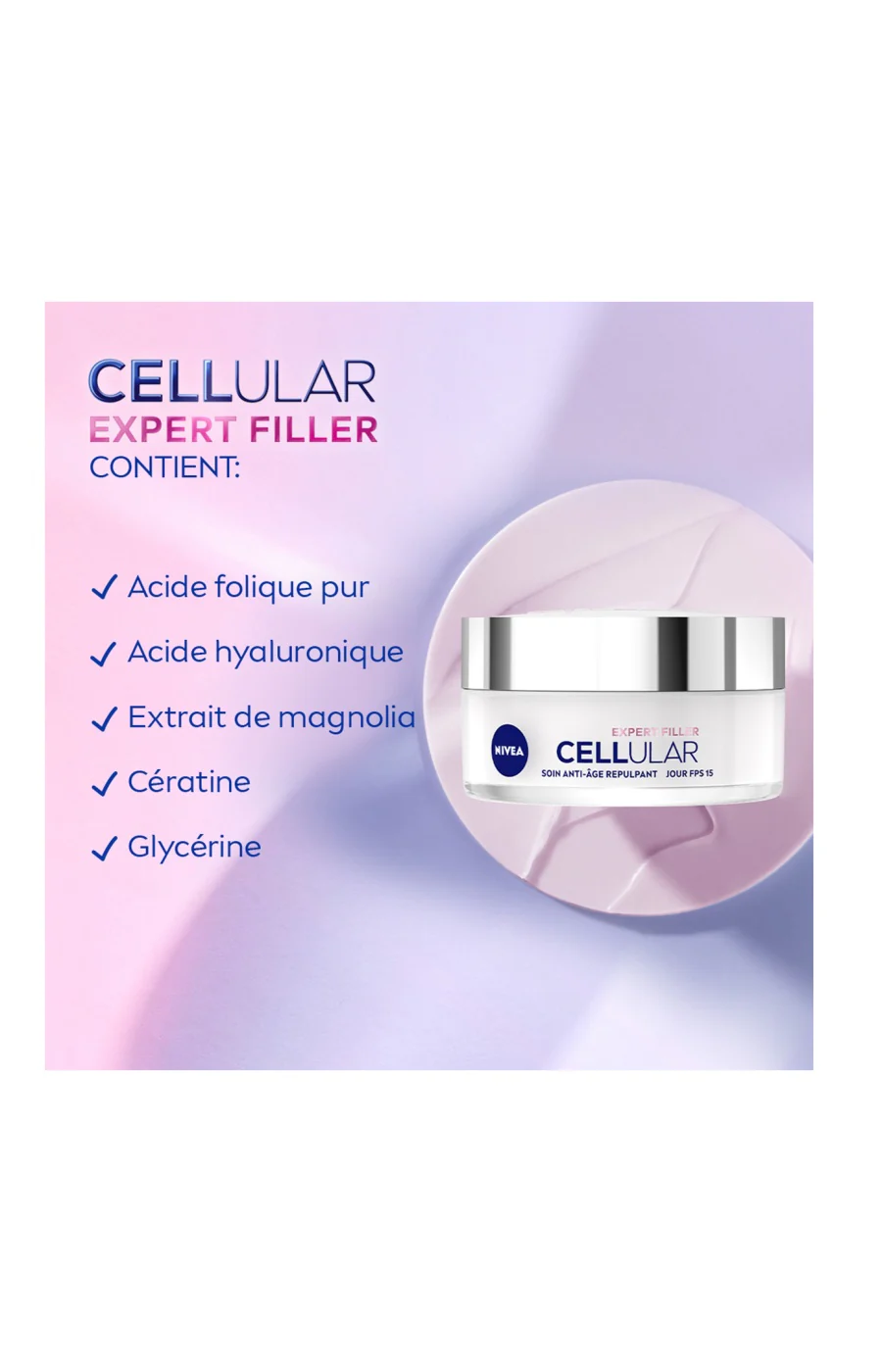 Soin anti-âge repulpant FPS 30 - Acide hyaluronique - Cellular Expert Filler - Visage - 50 ml - Image 6
