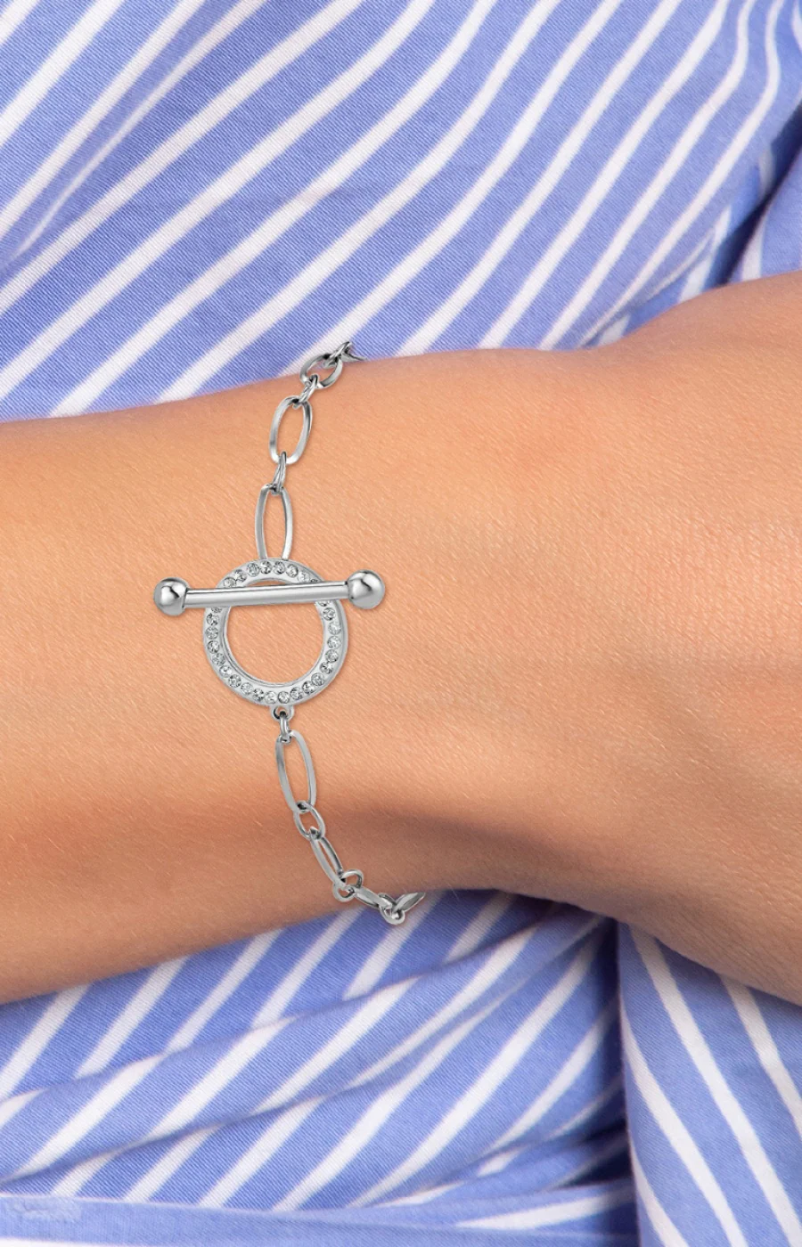 Bracelet - Acier inoxydable & cristaux - Argenté - Image 2