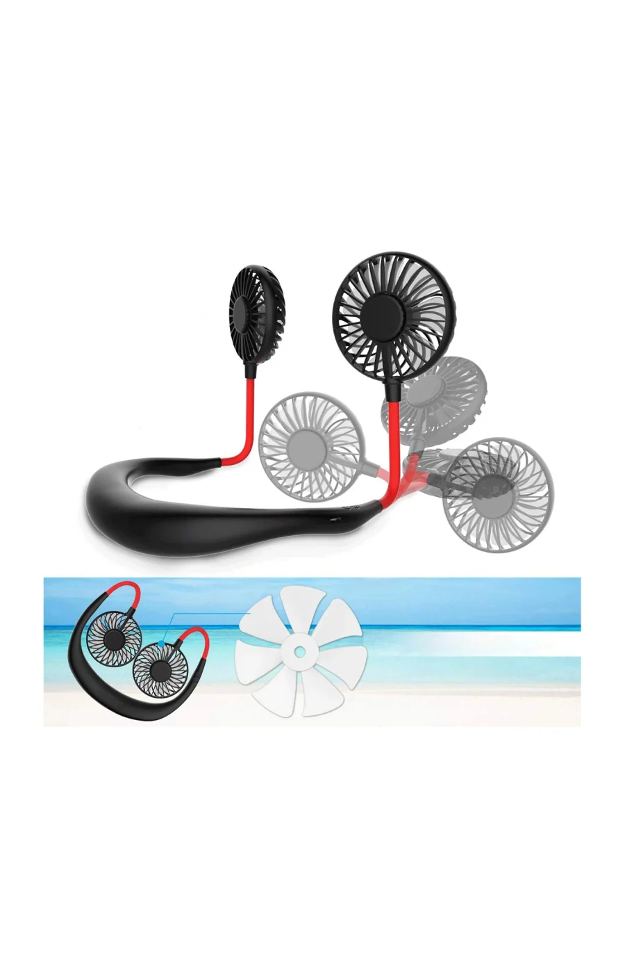 Mini ventilador dual diadema cuello con bateria recargable - Image 2