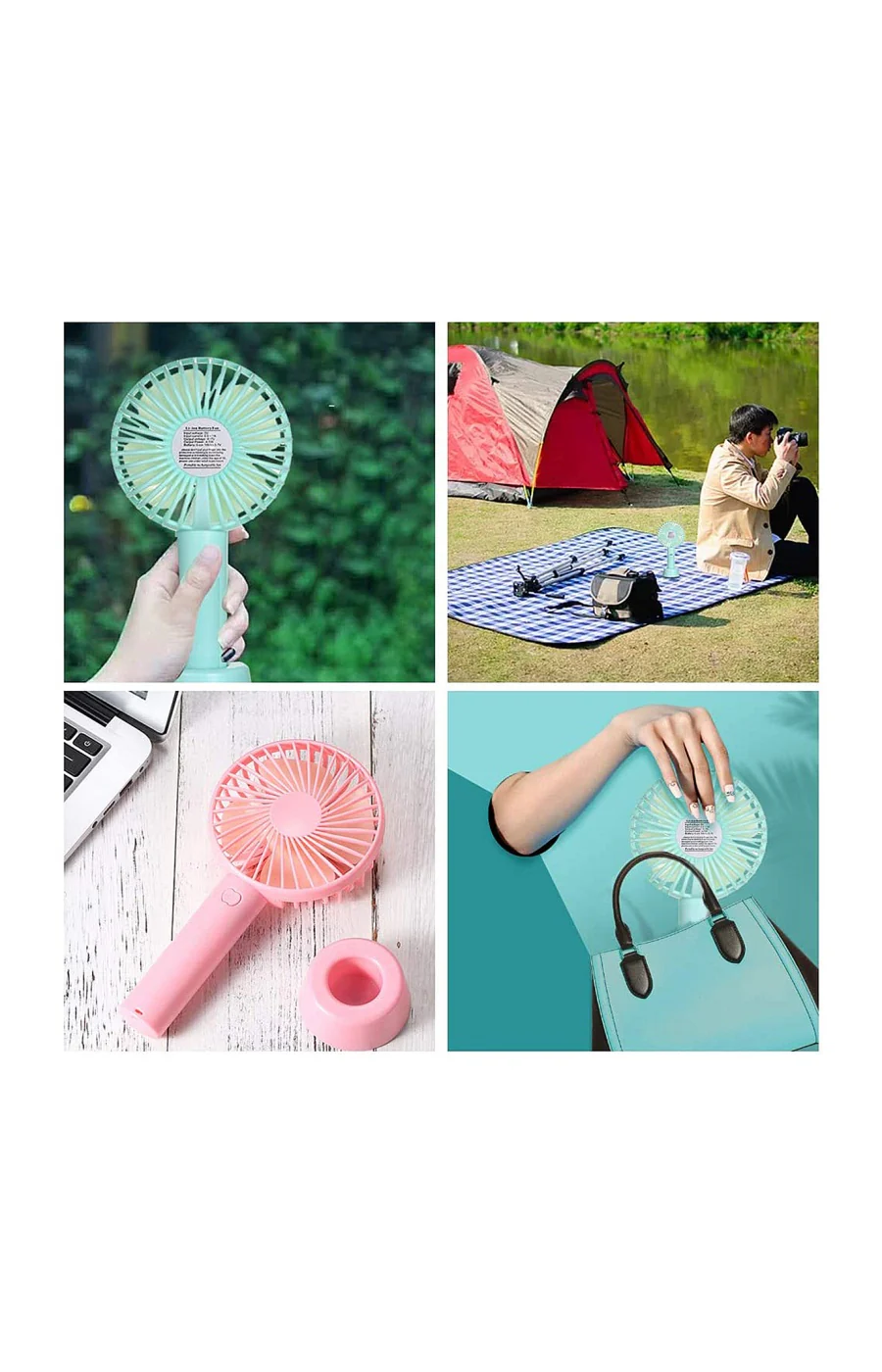 Mini ventilateur rechargeable avec support de table - Blanc - Image 4