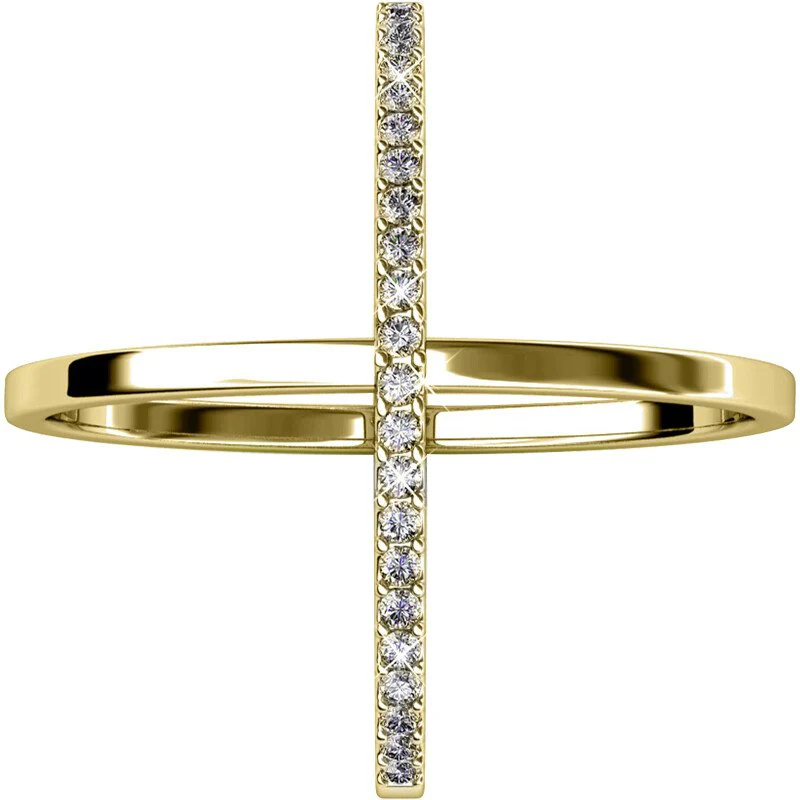 Bague X Duo - Cristal blanc - Laiton plaqué or 18 k - Image 4