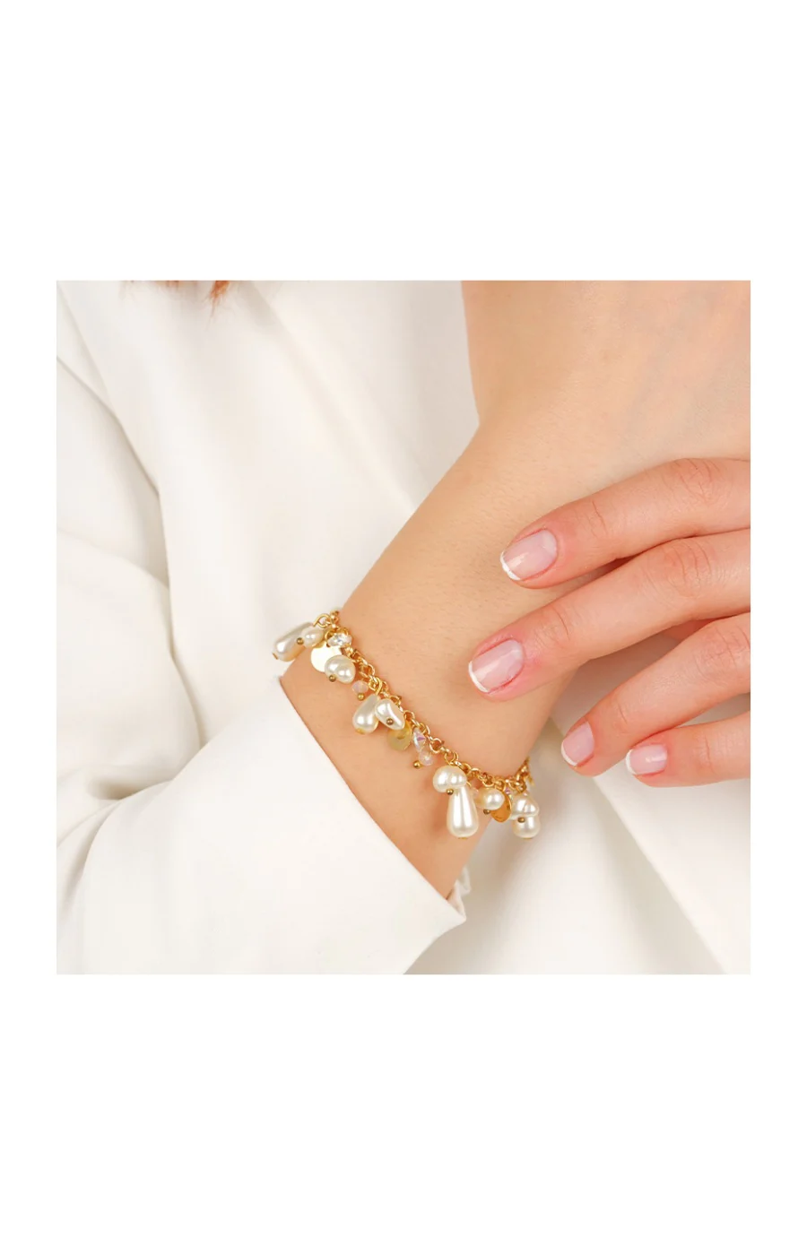 Bracelet - Laiton plaqué or & perles de cultures - Image 2