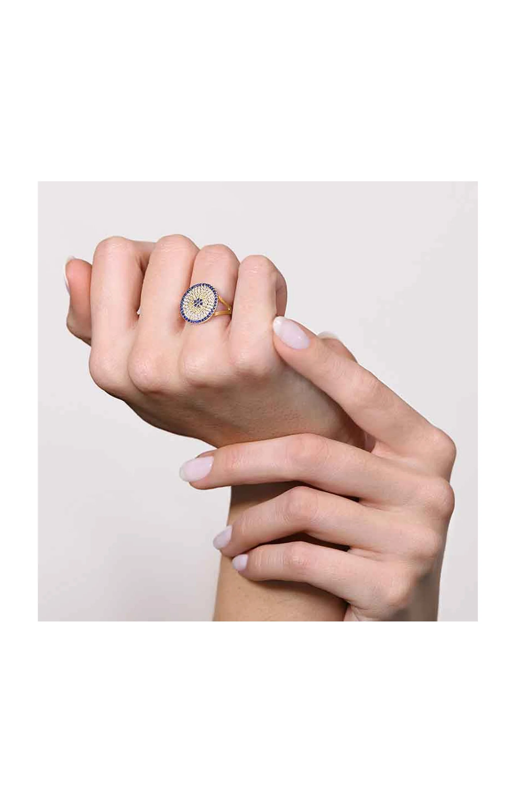 Bague Rayon Soleil - Or jaune 375/1000 & zirconium bleu - Image 4