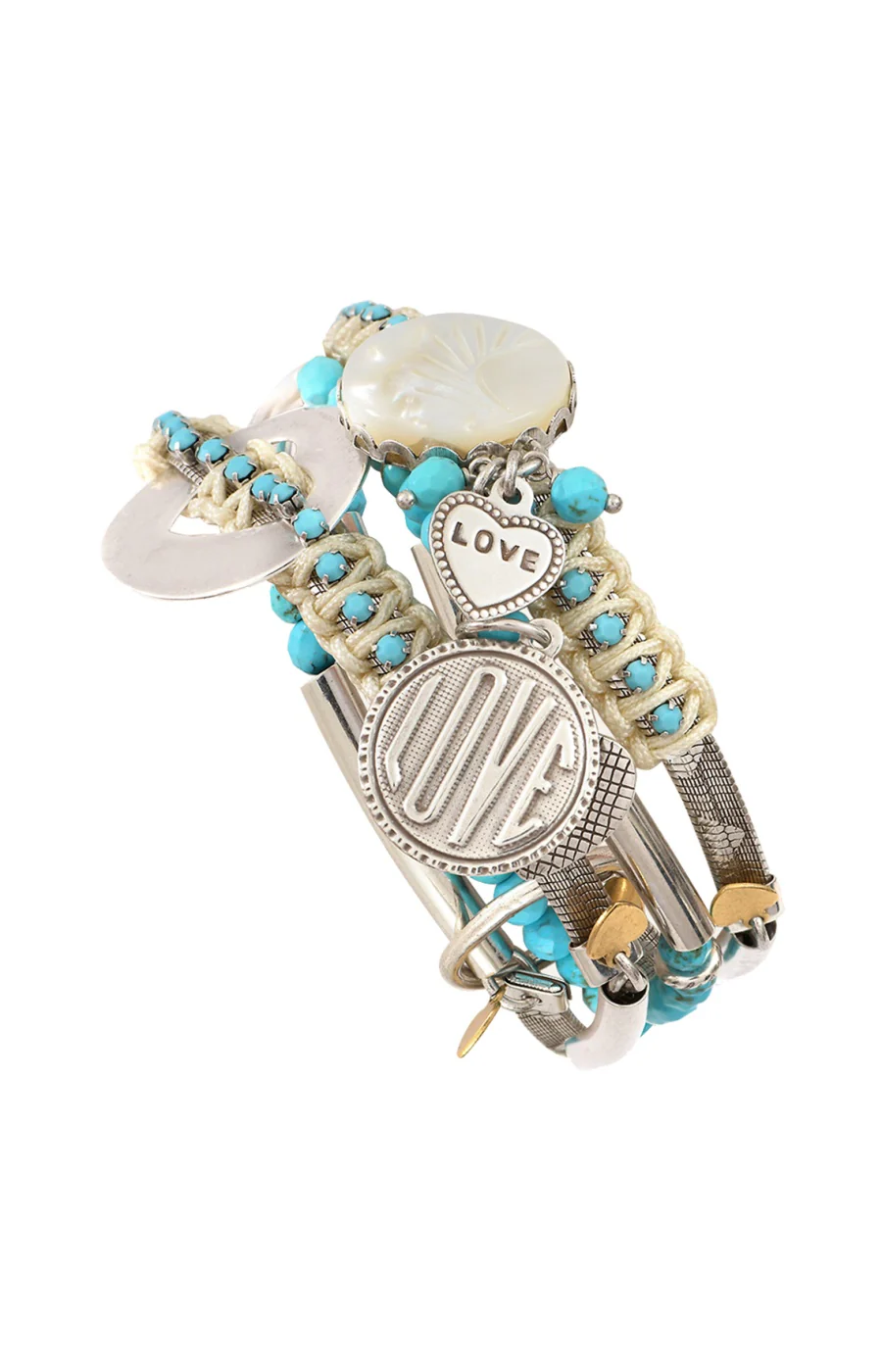 Bracelet cœur Ibiza - Métal argenté, cristal & howlite - Image 3