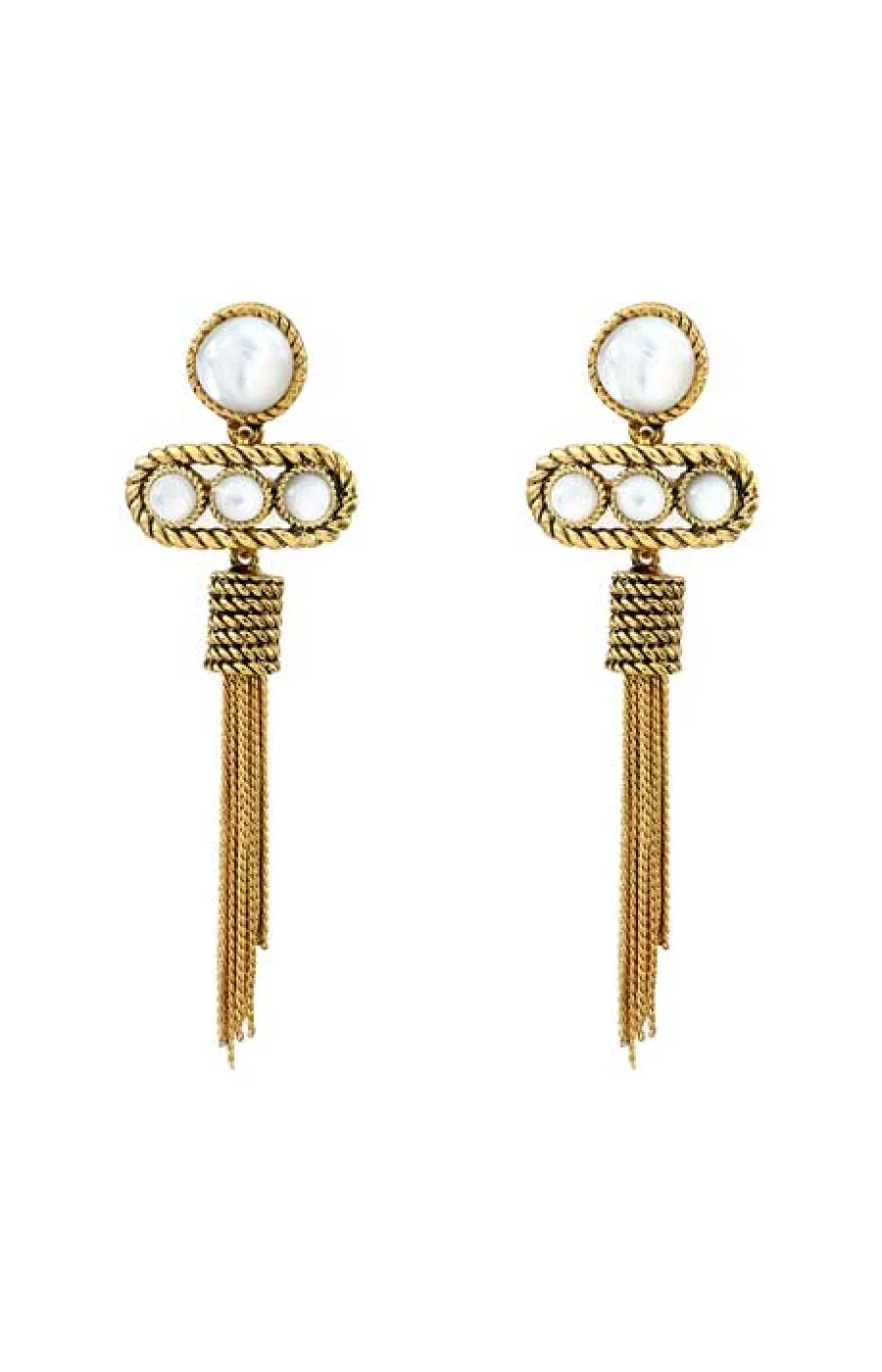 Boucles d'oreilles Arizona - Métal doré & nacre - Image 2