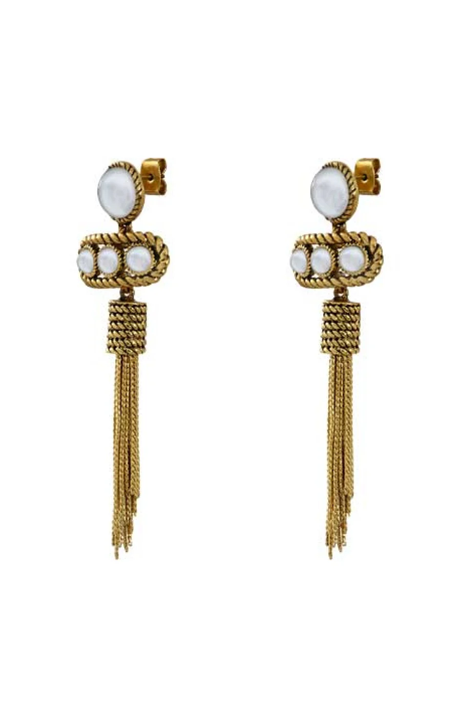 Boucles d'oreilles Arizona - Métal doré & nacre - Image 3