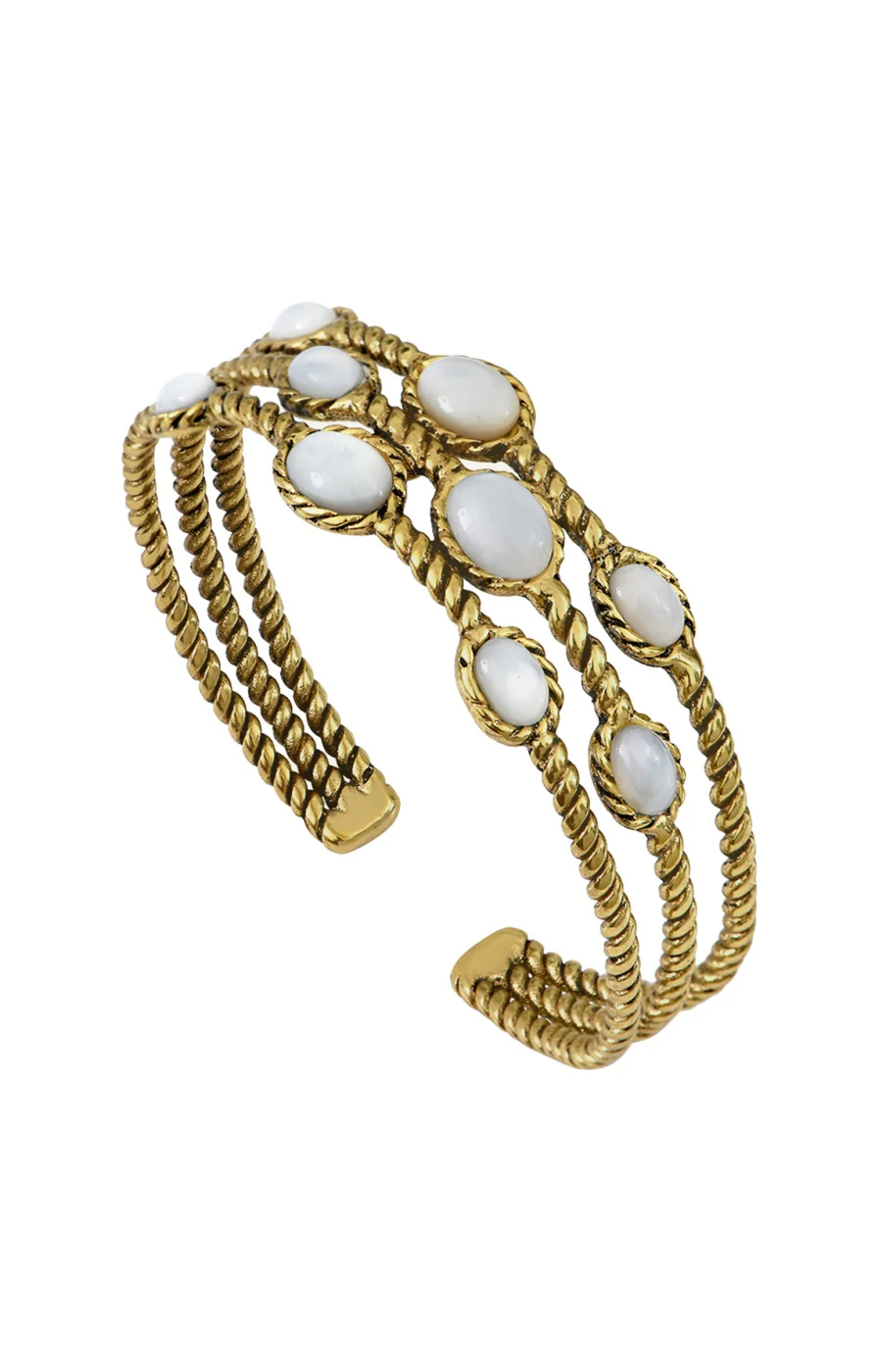 Bracelet multi-rangs Arizona - Métal doré & nacre - Image 3