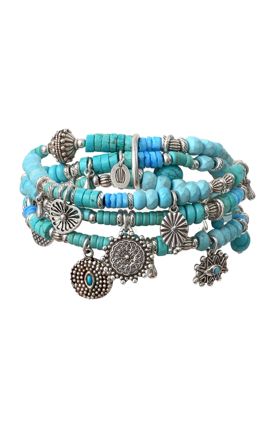 Bracelet triple rang Positano - Métal argenté, pierres fines & cristal Swarovski - Image 2