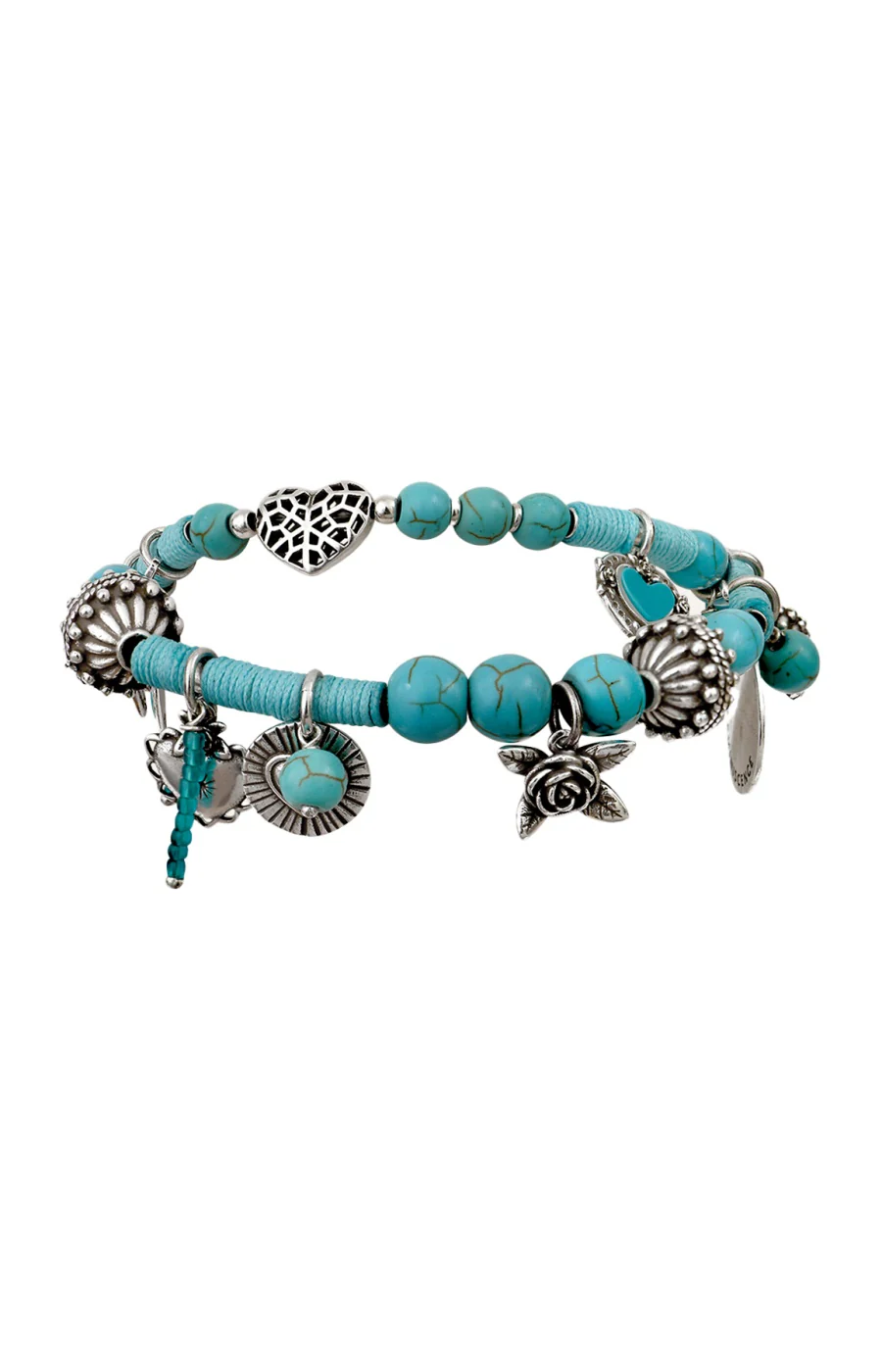 Bracelet charms L'Essence du Cœur - Métal argenté, cristal swarovski & howlite - Image 2