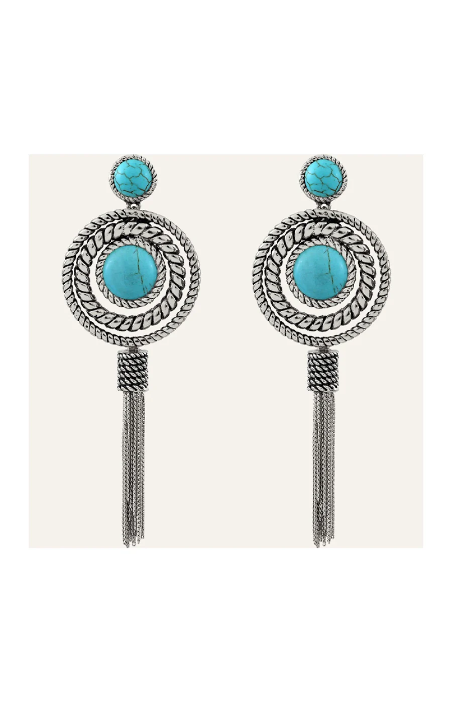 Boucles d'oreilles Arizona - Métal argenté & howlite