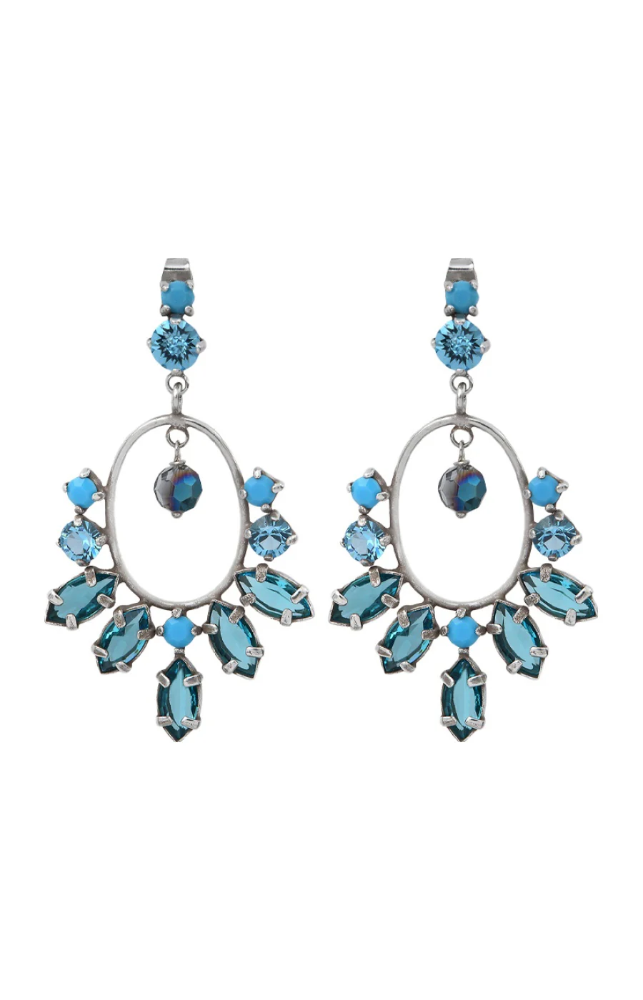 Boucles d'oreilles Sparkles - Métal argenté & cristaux - Image 2