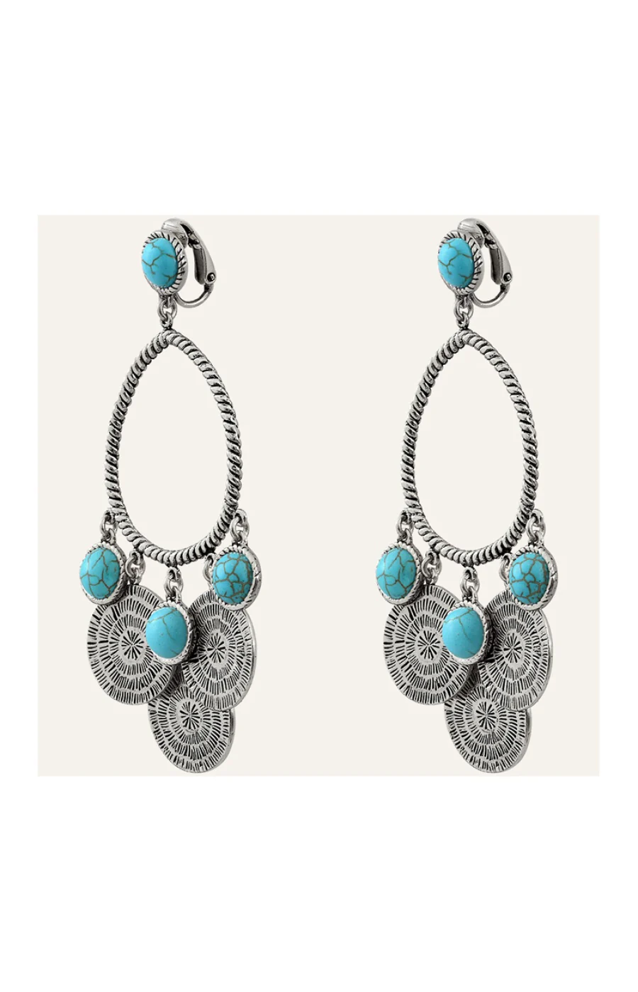 Boucles d'oreilles Arizona - Métal argenté & howlite