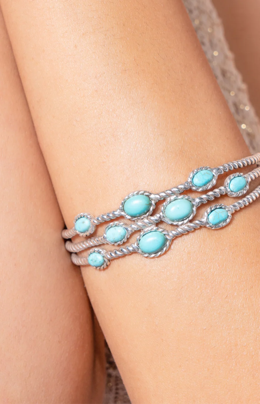 Bracelet Arizona - Alliage & howlite turquoise - Image 2