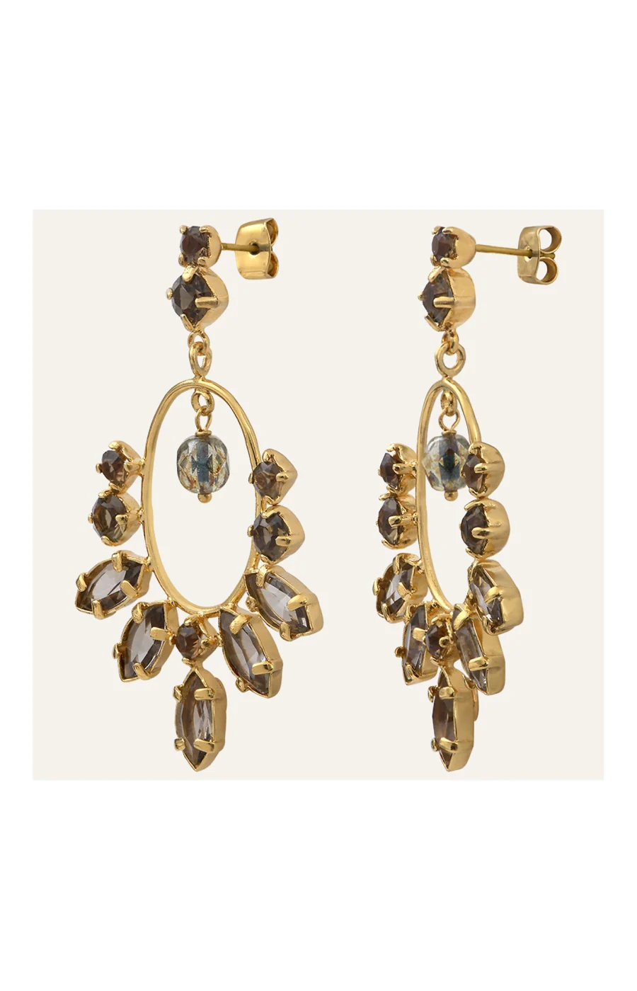 Boucles d'oreilles  Sparkles - Alliage doré & strass Swarovsky - Image 2