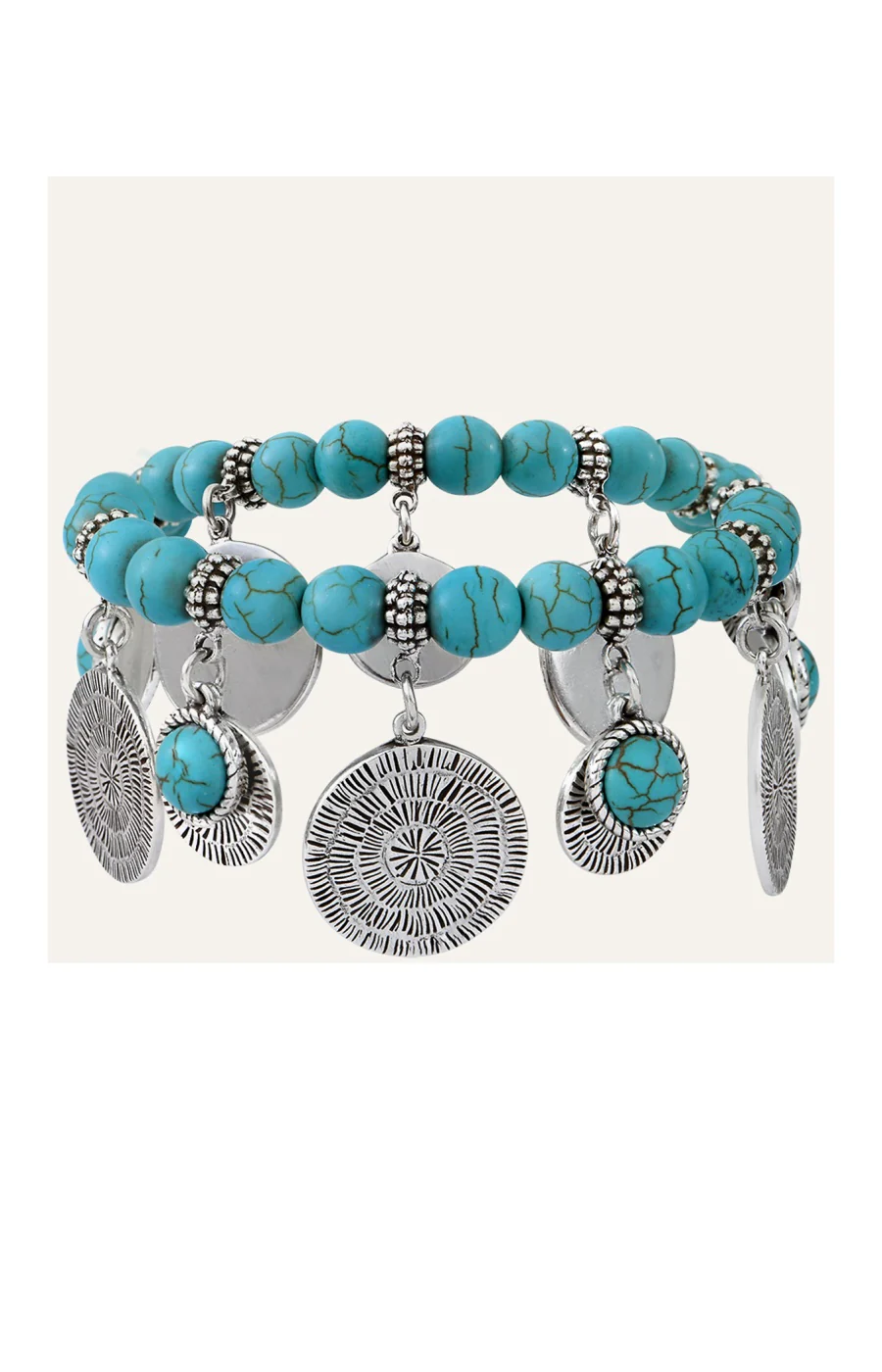 Bracelet Arizona - Alliage & howlite turquoise - Image 2