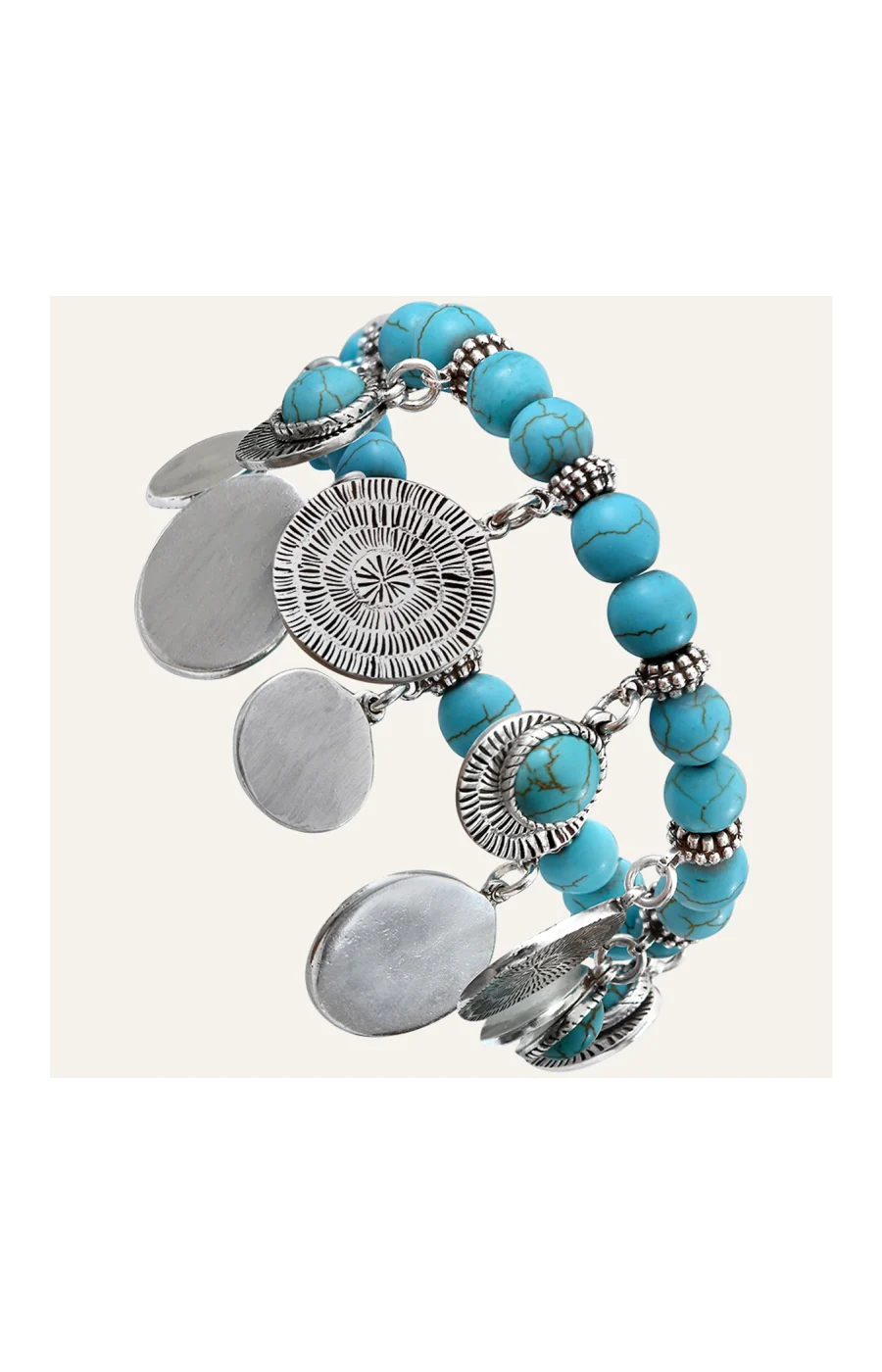 Bracelet Arizona - Alliage & howlite turquoise - Image 3