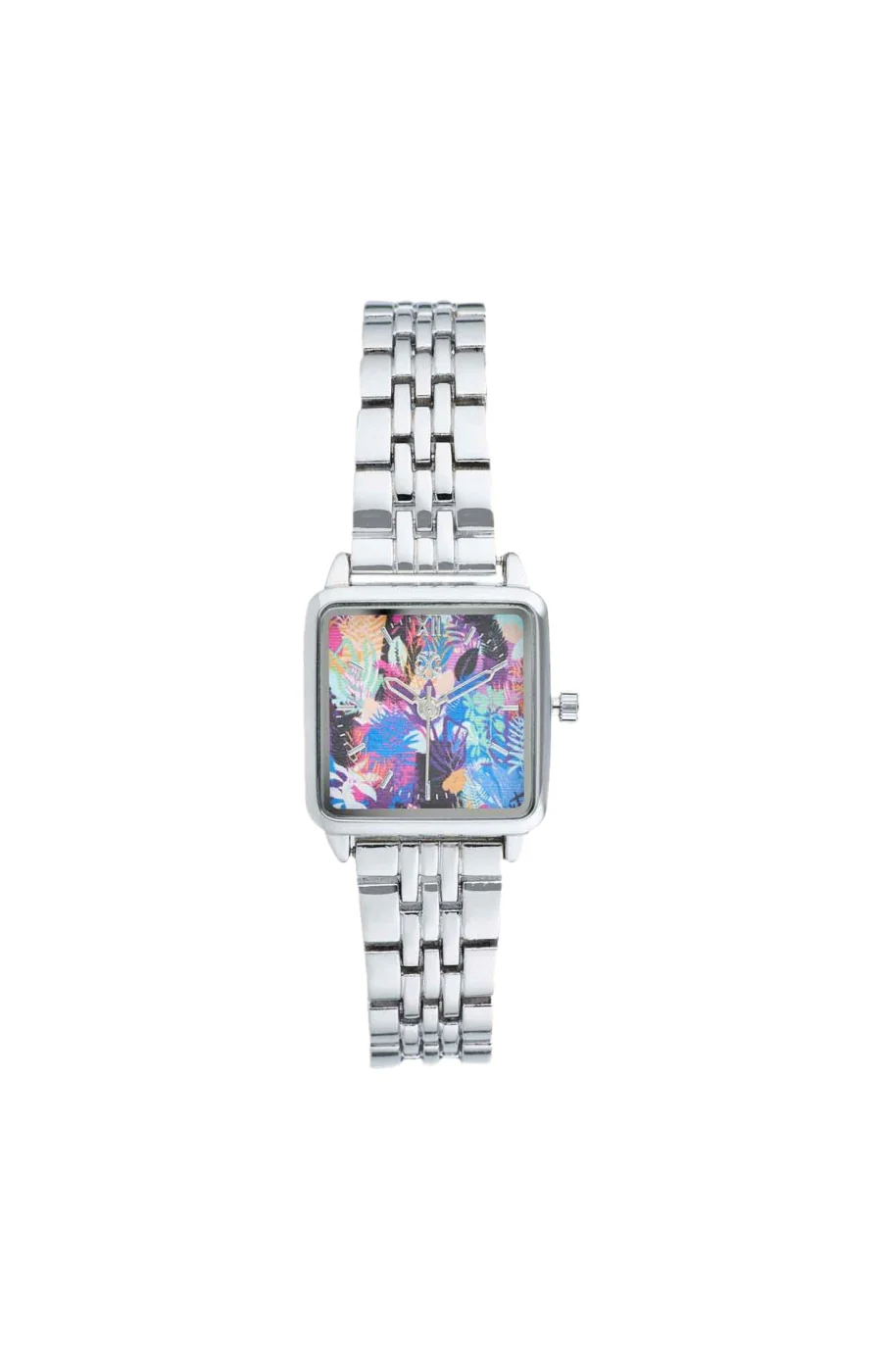 Montre à quartz en acier inoxydable - Argenté & fleurs - Image 2