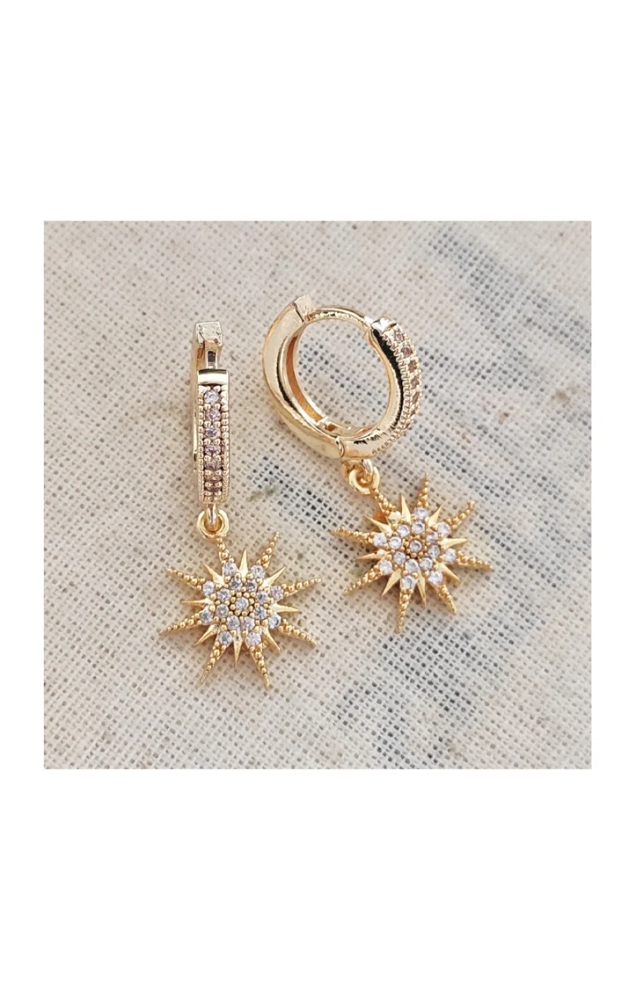 Boucles d'oreilles - Laiton plaqué or & pierres de zircon