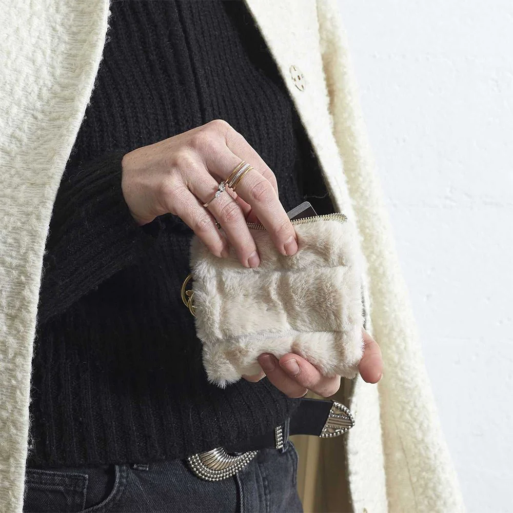 Porte-monnaie Fluffy - Fausse fourrure - Blanc - Image 4