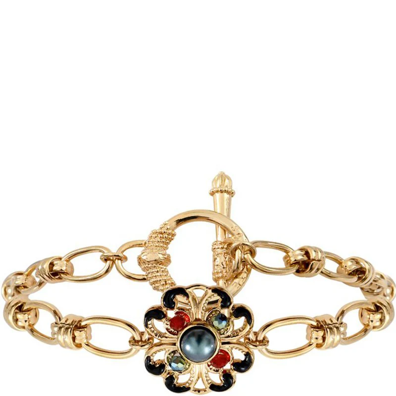 Bracelet Amelita - Métal doré à l'or jaune 14 carats, résine & cabochon