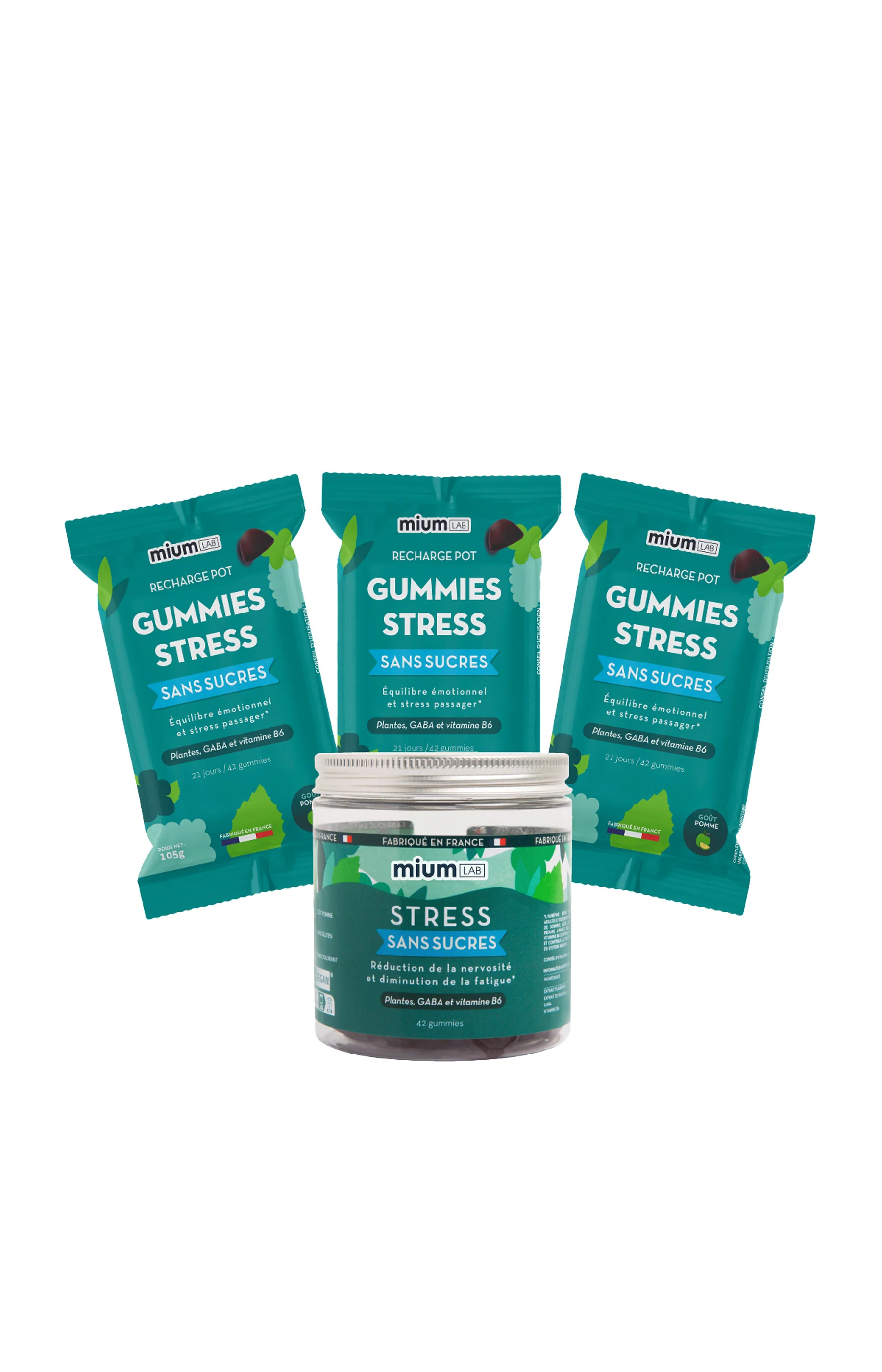 Cure gummies stress - Pomme verte - Sans sucres - 3 mois