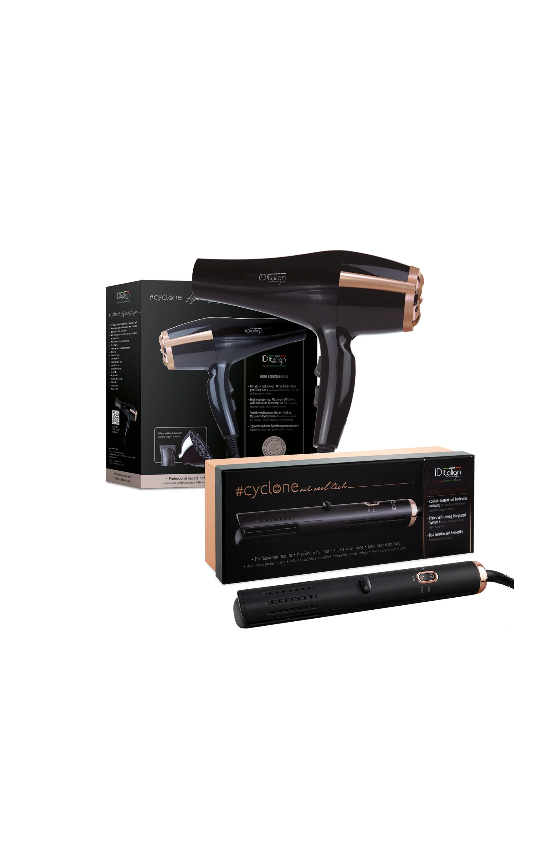 Pack professionnel Cyclone - Sèche-cheveux & lisseur - Noir - Image 2