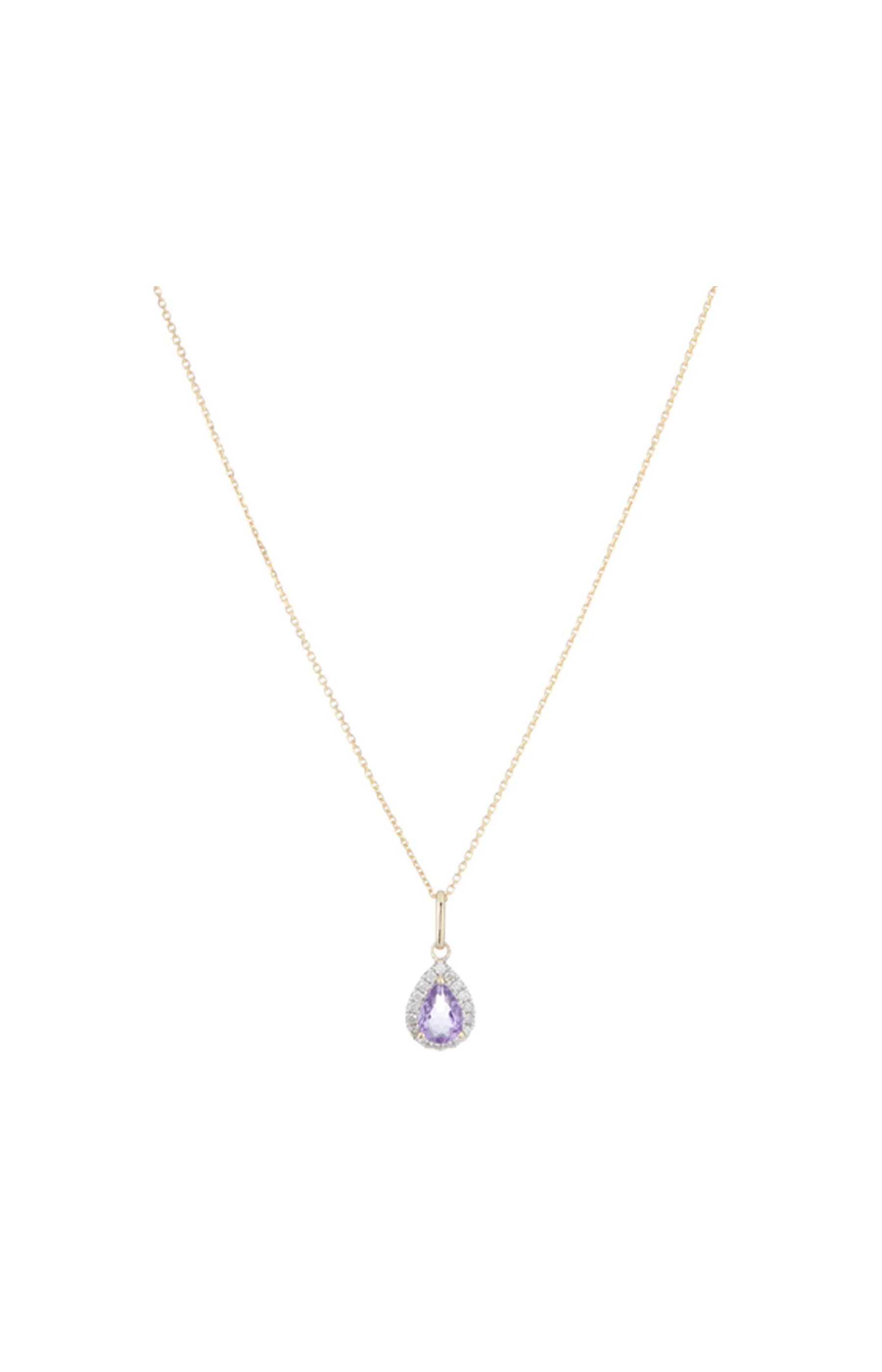 Pendentif Goutte Moi – Or jaune 375/1000, améthyste & diamant