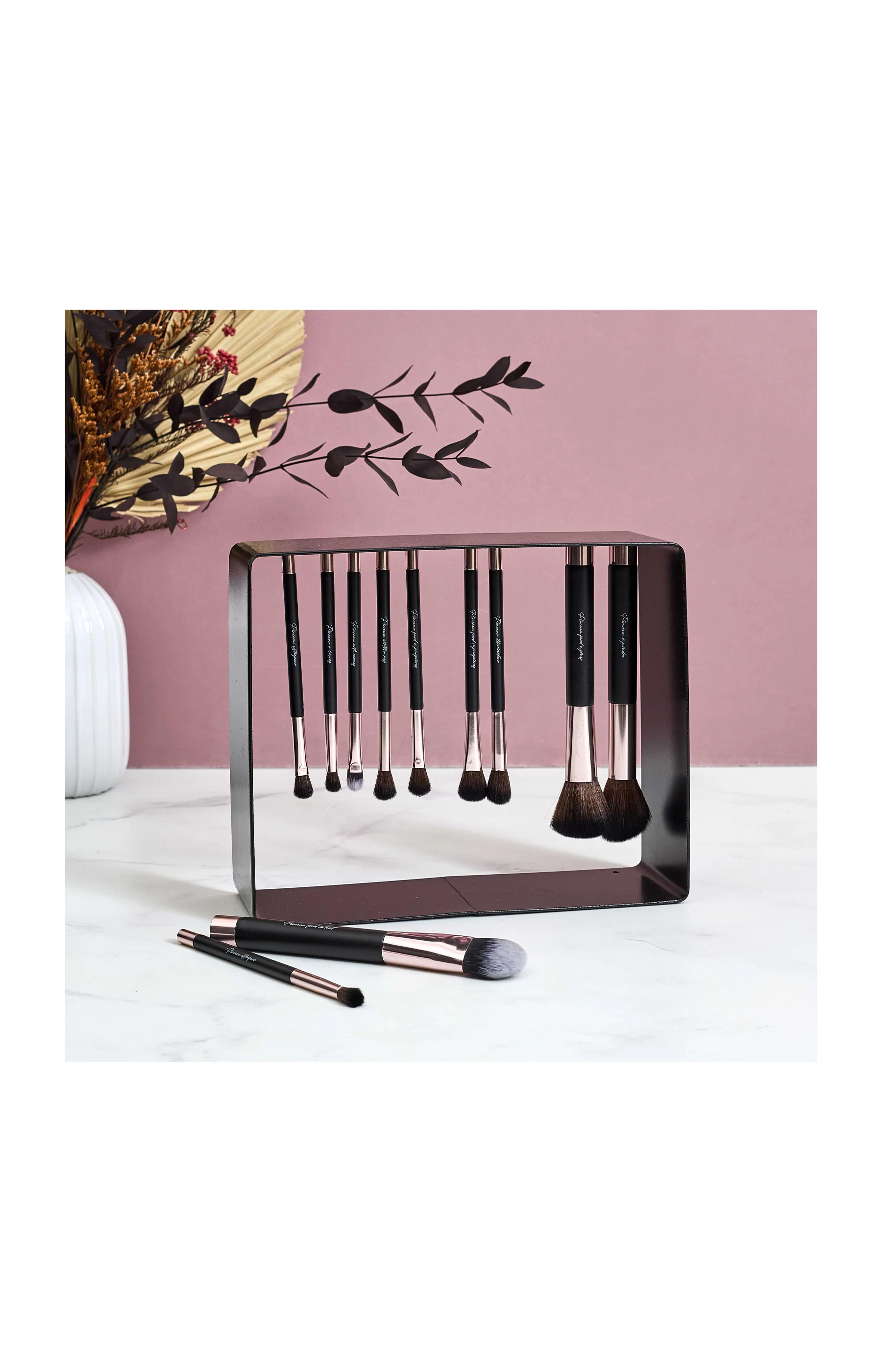Pinceaux magnétiques & support – Noir & rose - Image 2