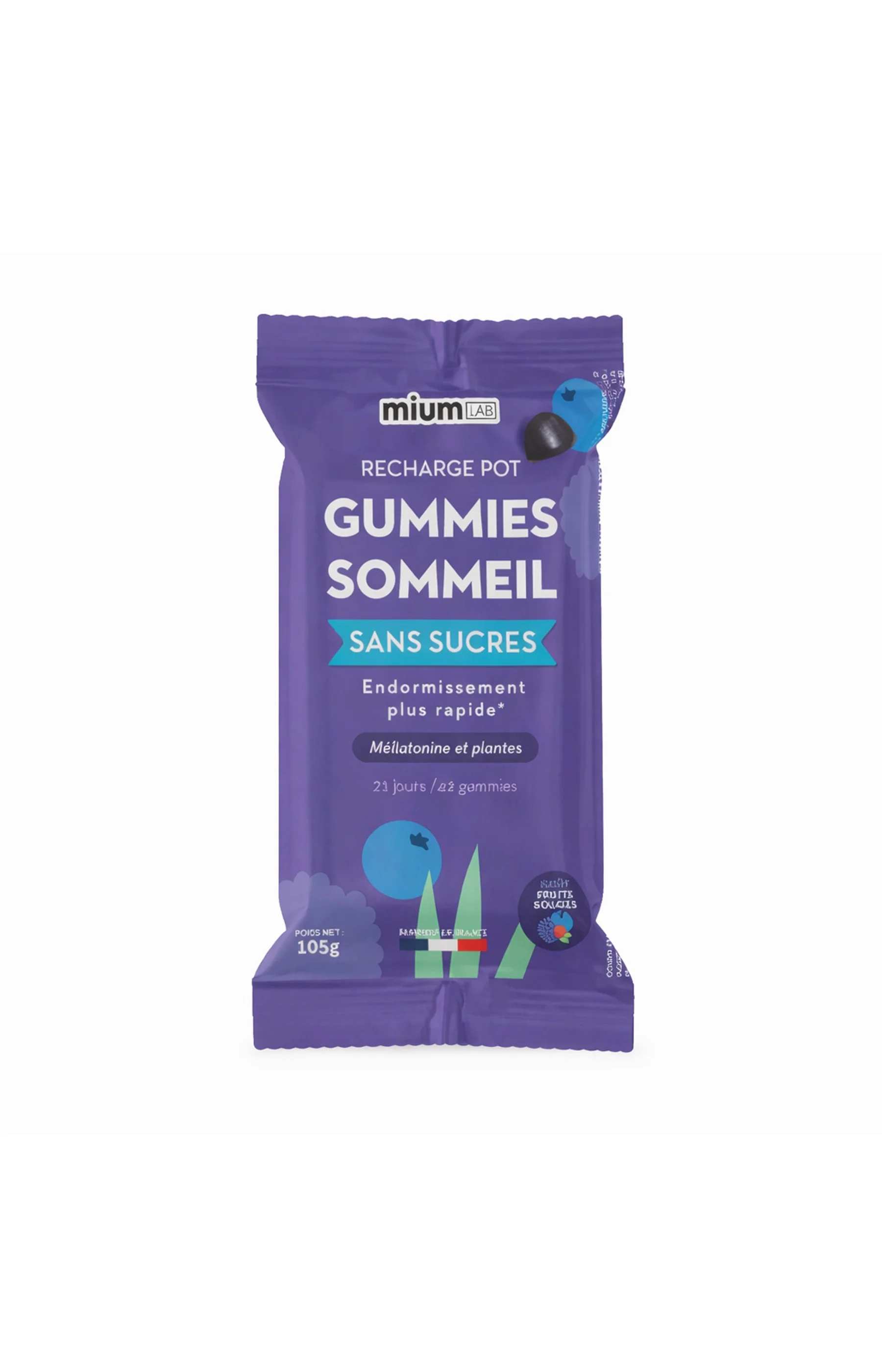 Recharge - Gummies Sommeil - Endormissement rapide - Mûre & Myrtille - 1 mois