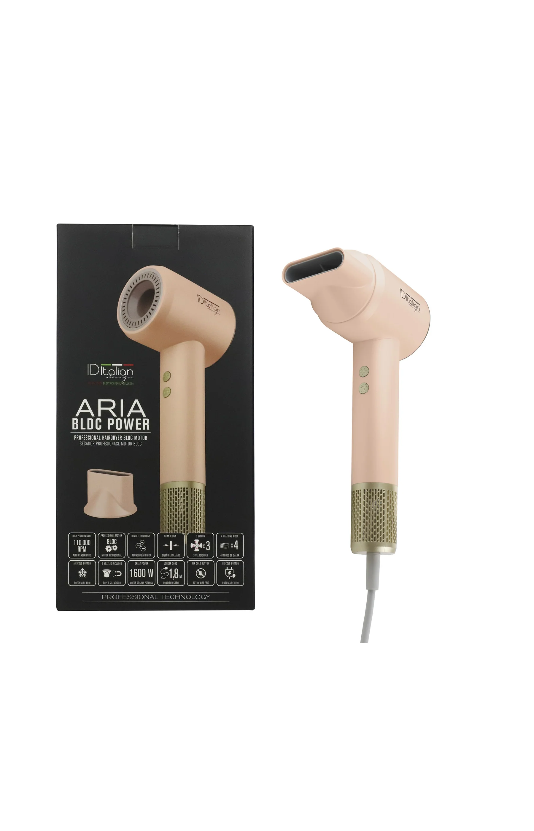 Sèche-cheveux professionnel - Aria Haircare - Rose - 1600 W - Image 3