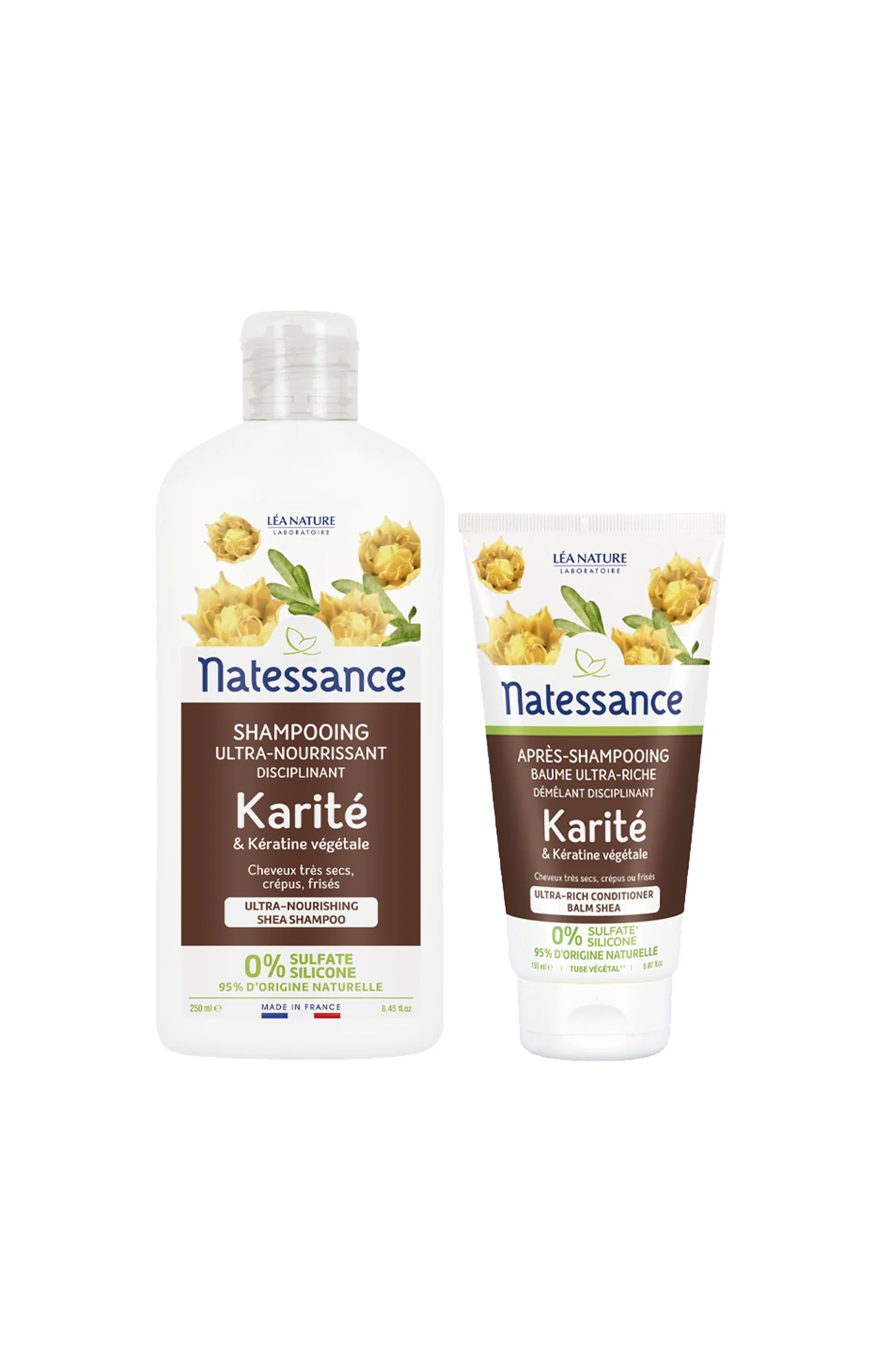 Shampoing & après-shampoing ultra-nourrissants - Karité & kératine végétale - Cheveux crépus ou frisés