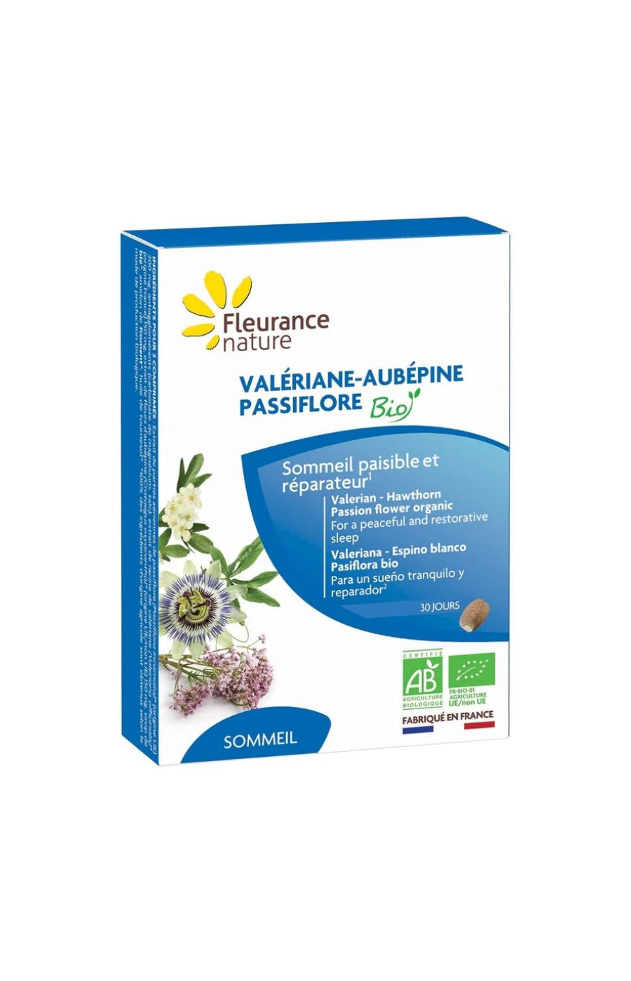 Sommeil réparateur bio - Valériane, aubépine & passiflore - 2 mois