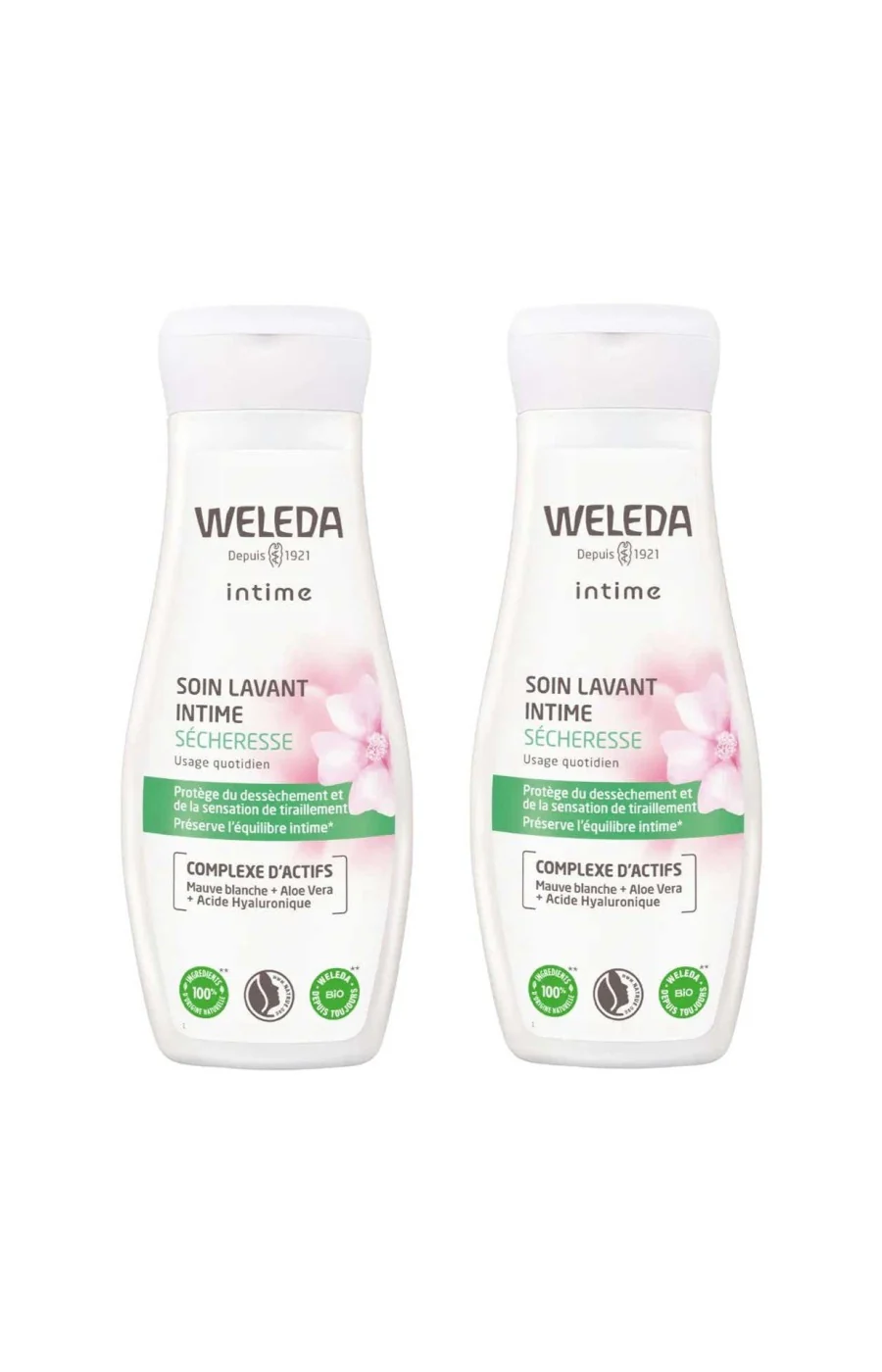 Duo de soin lavant intime sécheresse - Acide hyaluronique, aloe vera & prébiotiques - 2 x 200 ml