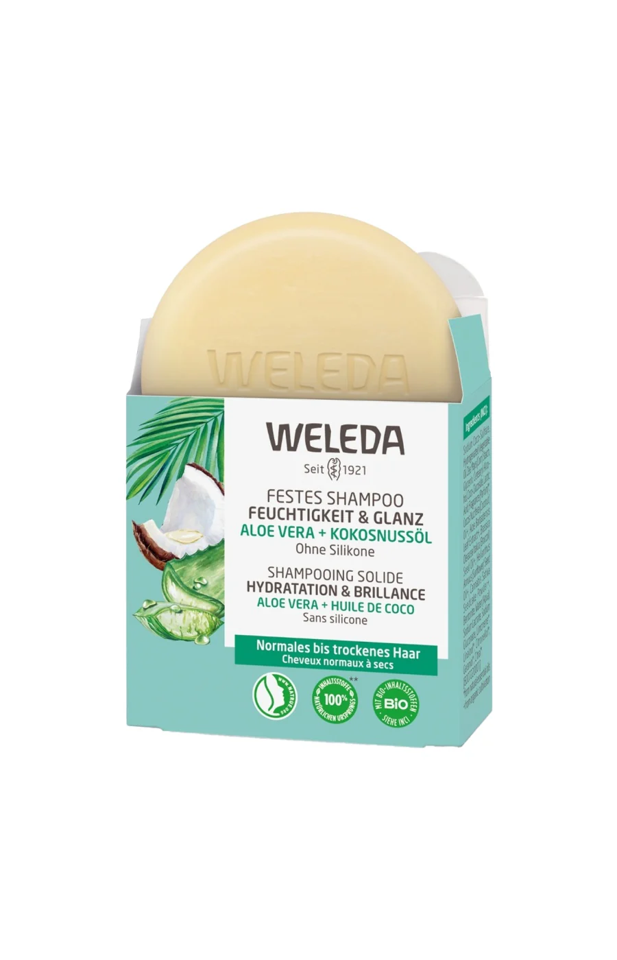 Shampoing solide hydratant bio - Aloe vera & coco - Cheveux secs - 50 g - Image 2