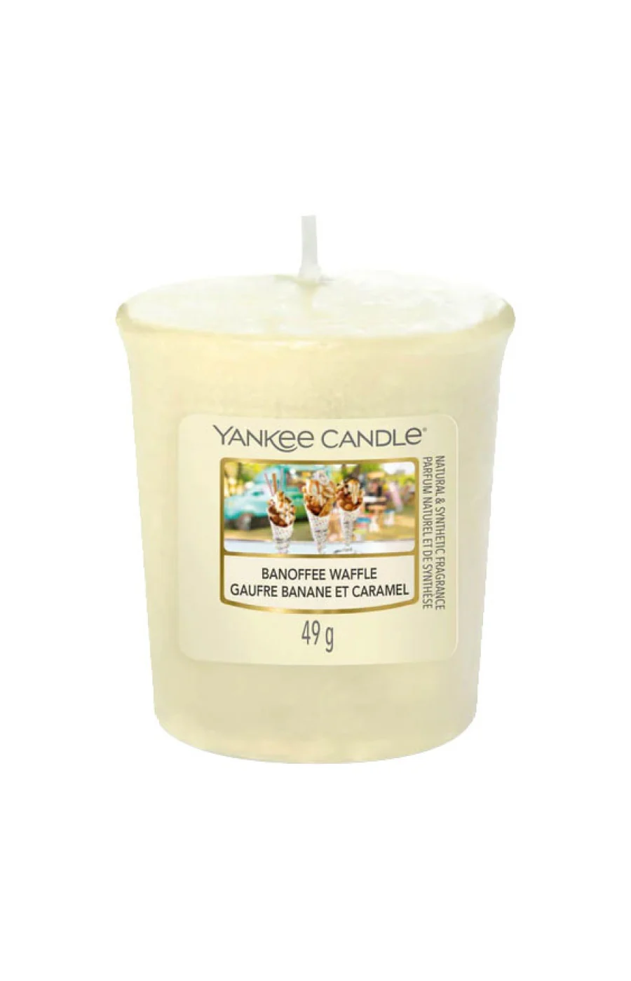 Bougie votive - Gaufre banane & caramel - 49 g