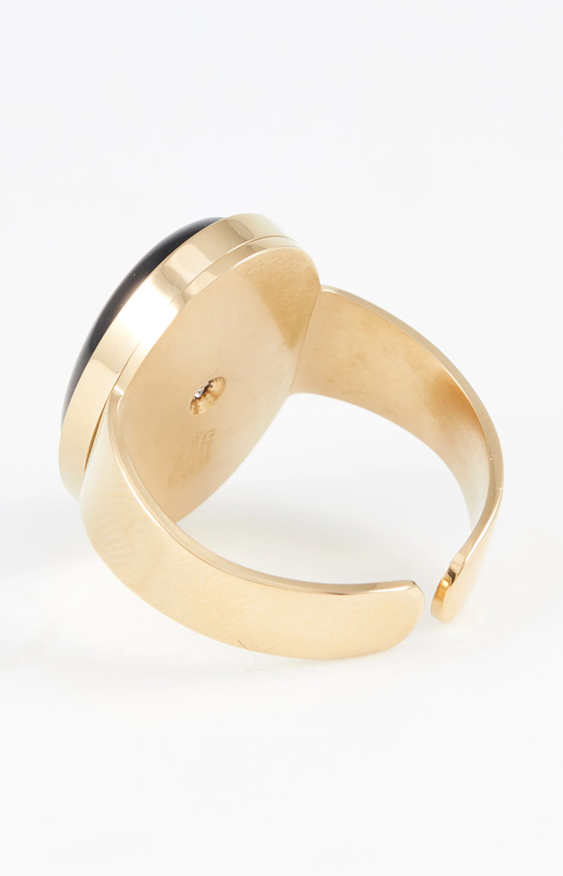 Bague ajustable - Acier inoxydable & onyx - Doré & noir - Image 2