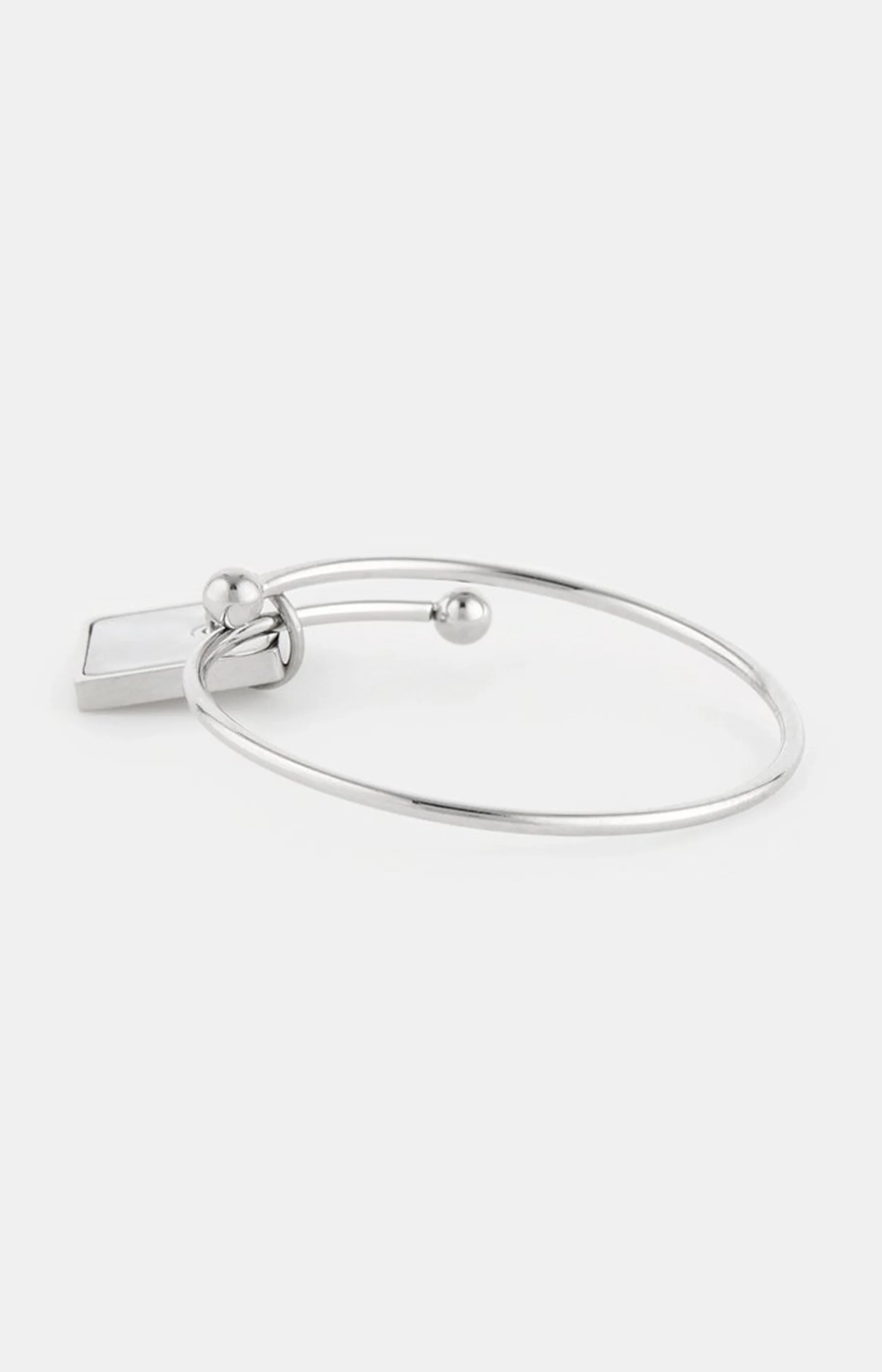 Bague ajustable - Acier inoxydable & nacre - Argenté & blanc - Image 2