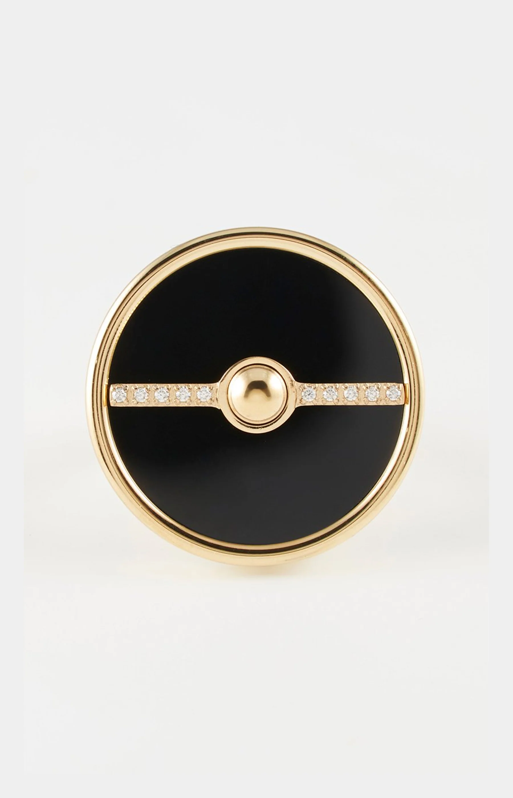 Bague ajustable - Acier inoxydable & zirconium - Doré & noir