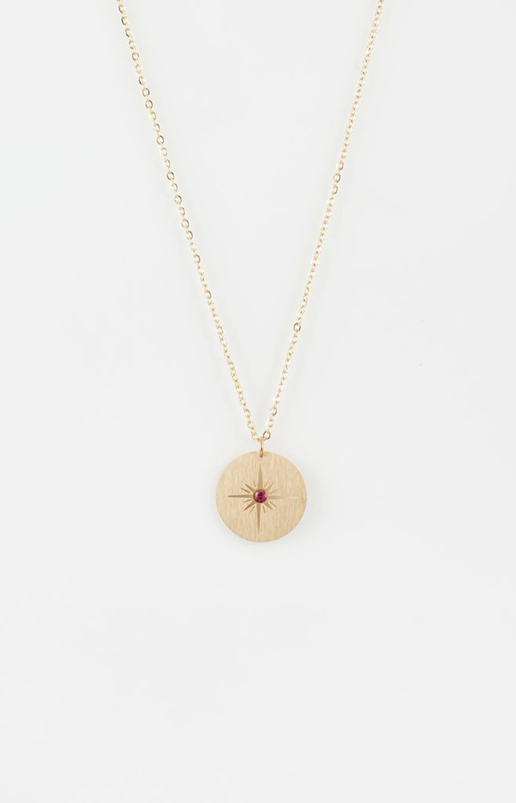 Collier court - Acier inoxydable - Doré & fuchsia - Image 2