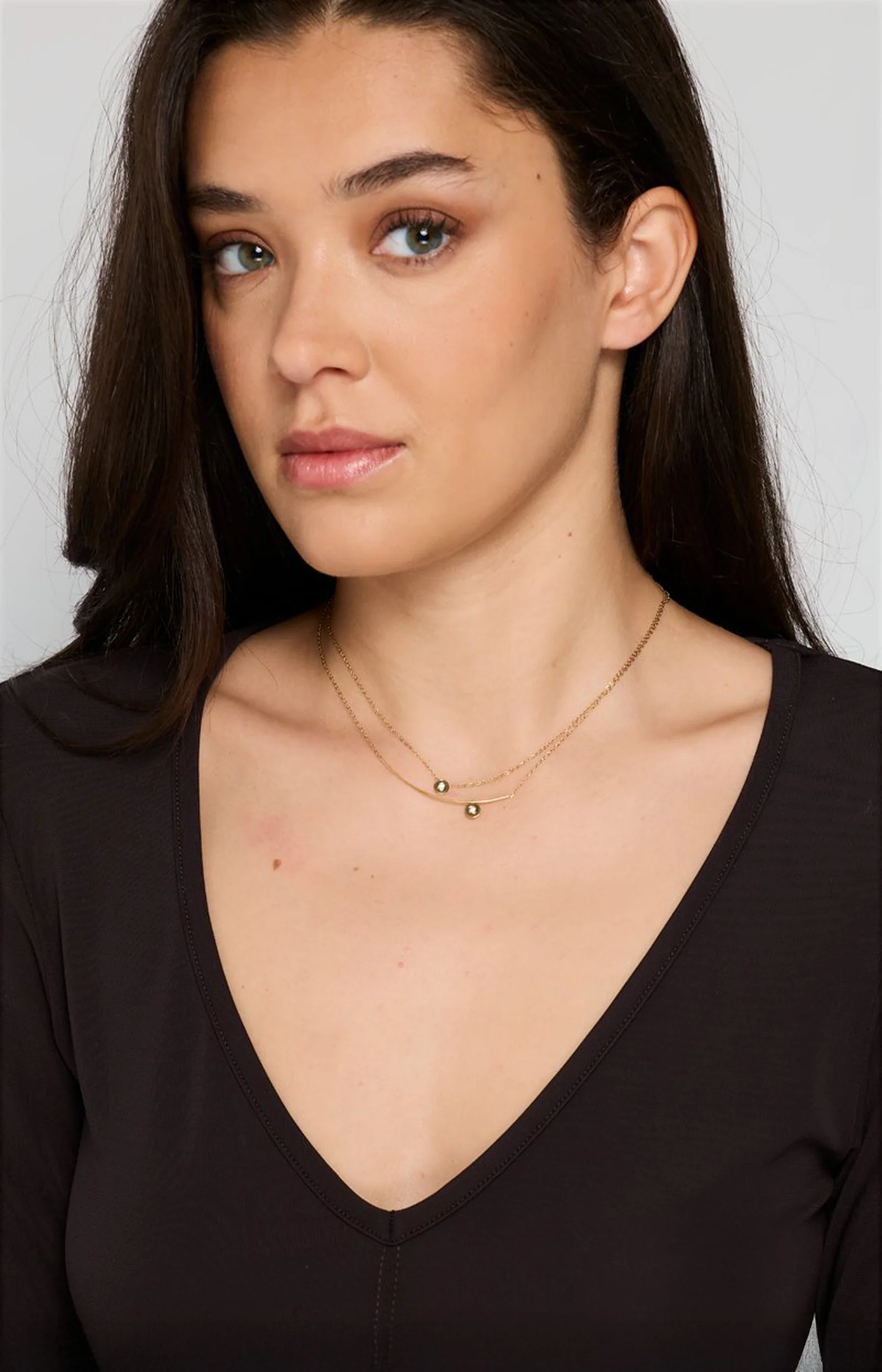 Collier pendentifs zirconium - Acier inoxydable - Doré & blanc - Image 2